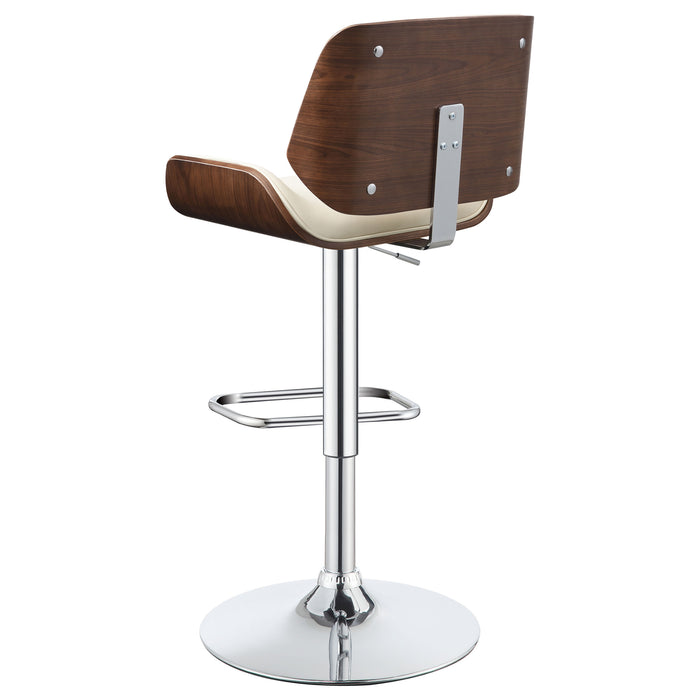 Folsom Upholstered Adjustable Bar Stool Black / Ecru and Chrome