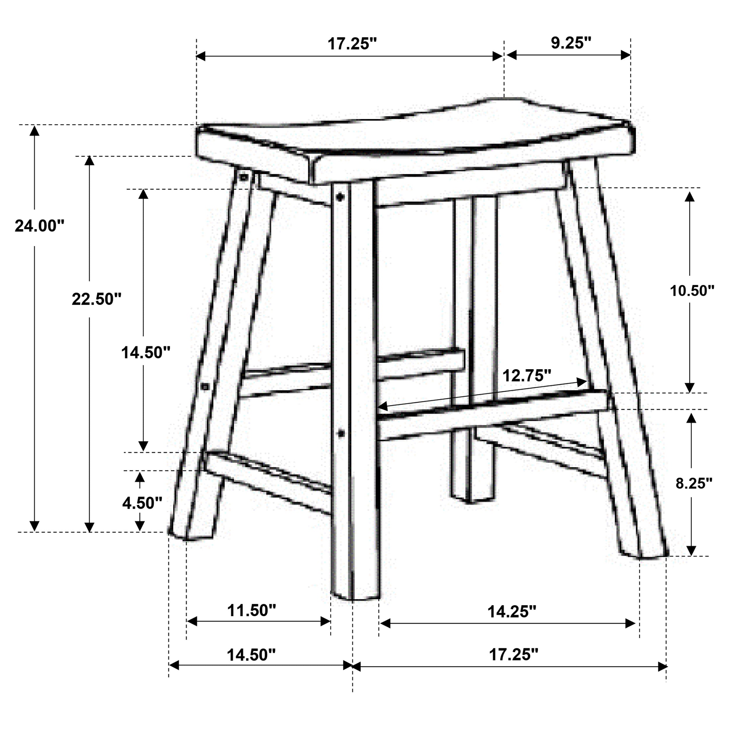 Durant Wood Backless Bar Stool Black (Set of 2)
