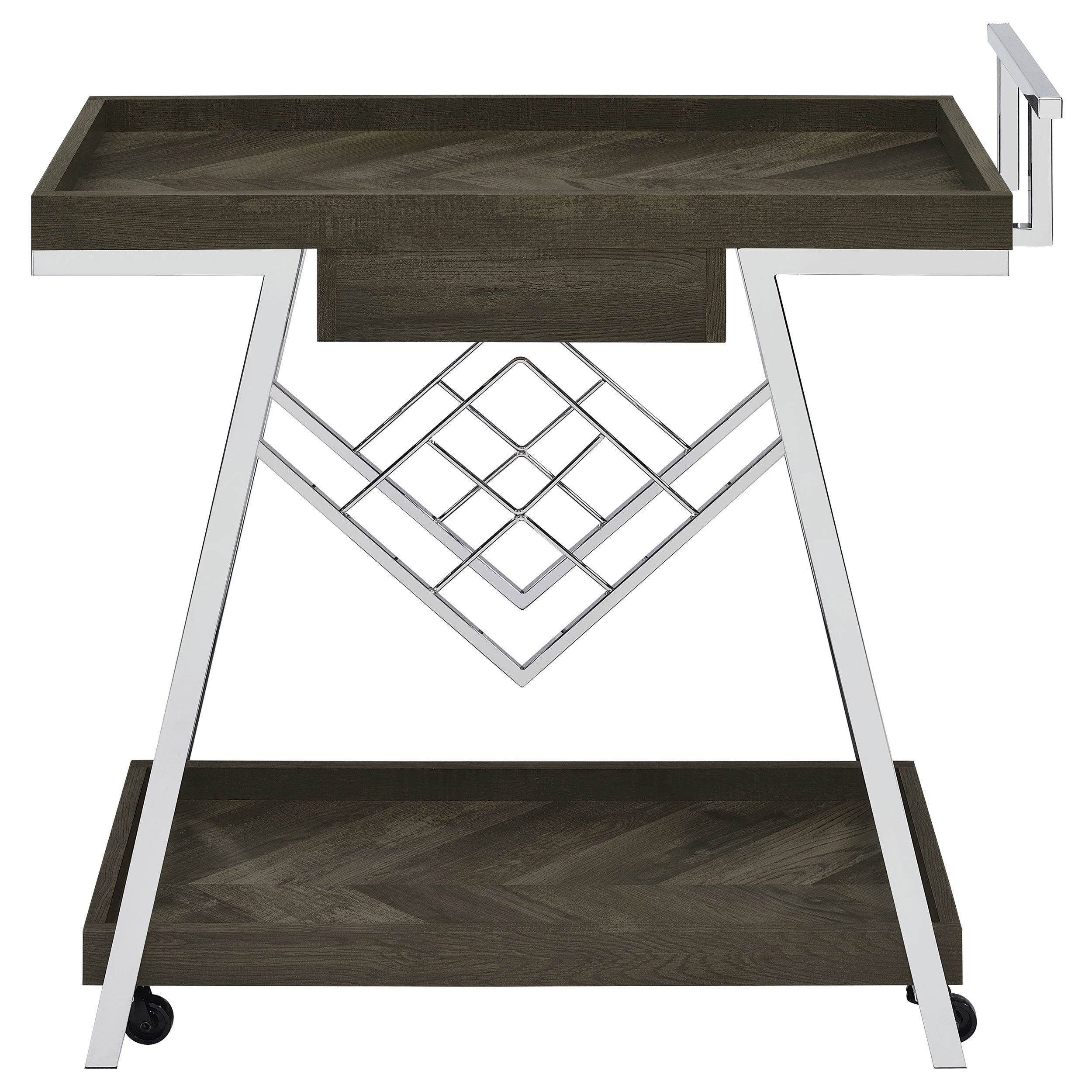 Kinney 1-drawer Engineered Wood Bar Cart White High Gloss