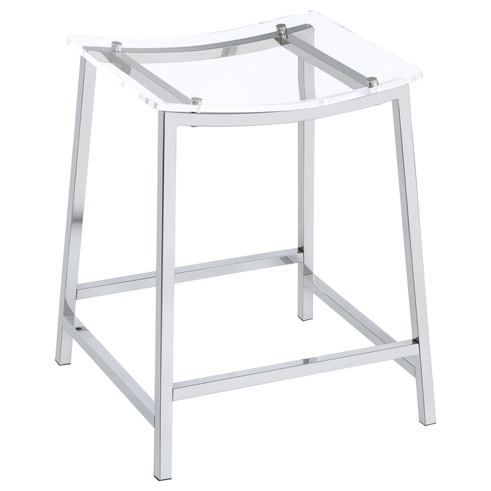 Jovani Acrylic Backless Bar Stool Chrome (Set of 2)