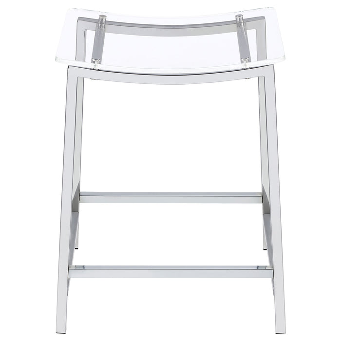 Jovani Acrylic Backless Bar Stool Chrome (Set of 2)