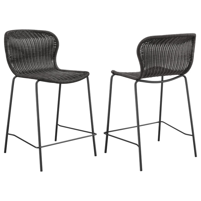 Mckinley Faux Rattan Metal Bar Chair Brown (Set of 2)