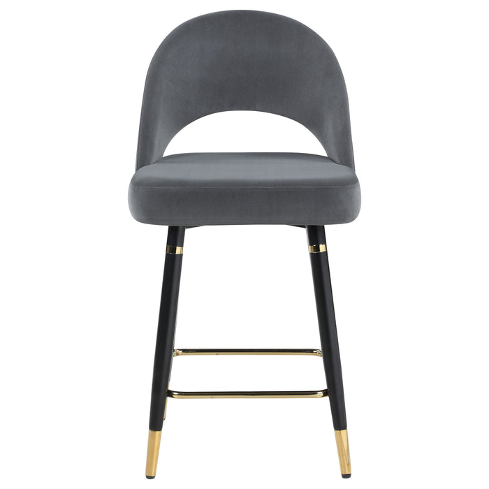 Lindsey Velvet Upholstered Counter Chair Black (Set of 2)