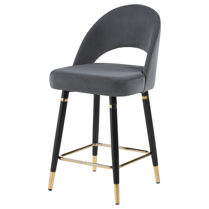 Lindsey Velvet Upholstered Counter Chair Black (Set of 2)