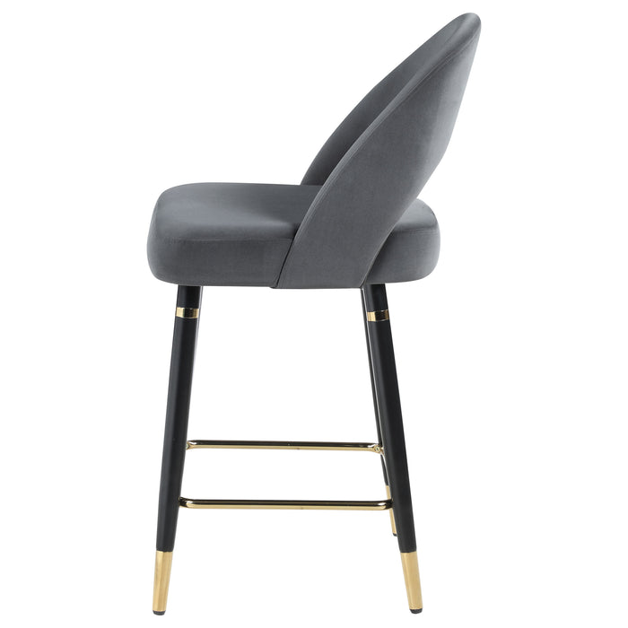 Lindsey Velvet Upholstered Counter Chair Black (Set of 2)