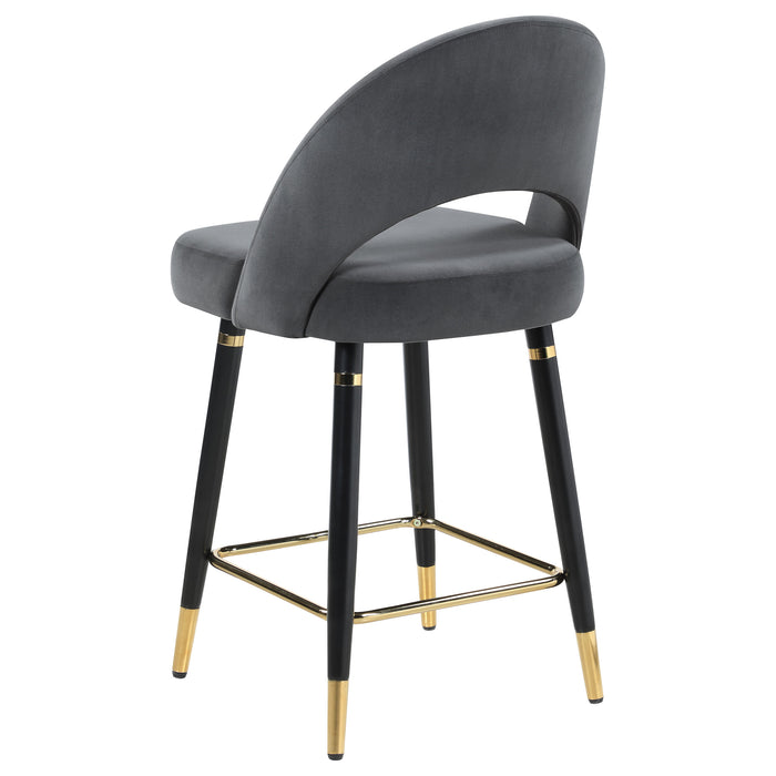Lindsey Velvet Upholstered Counter Chair Black (Set of 2)