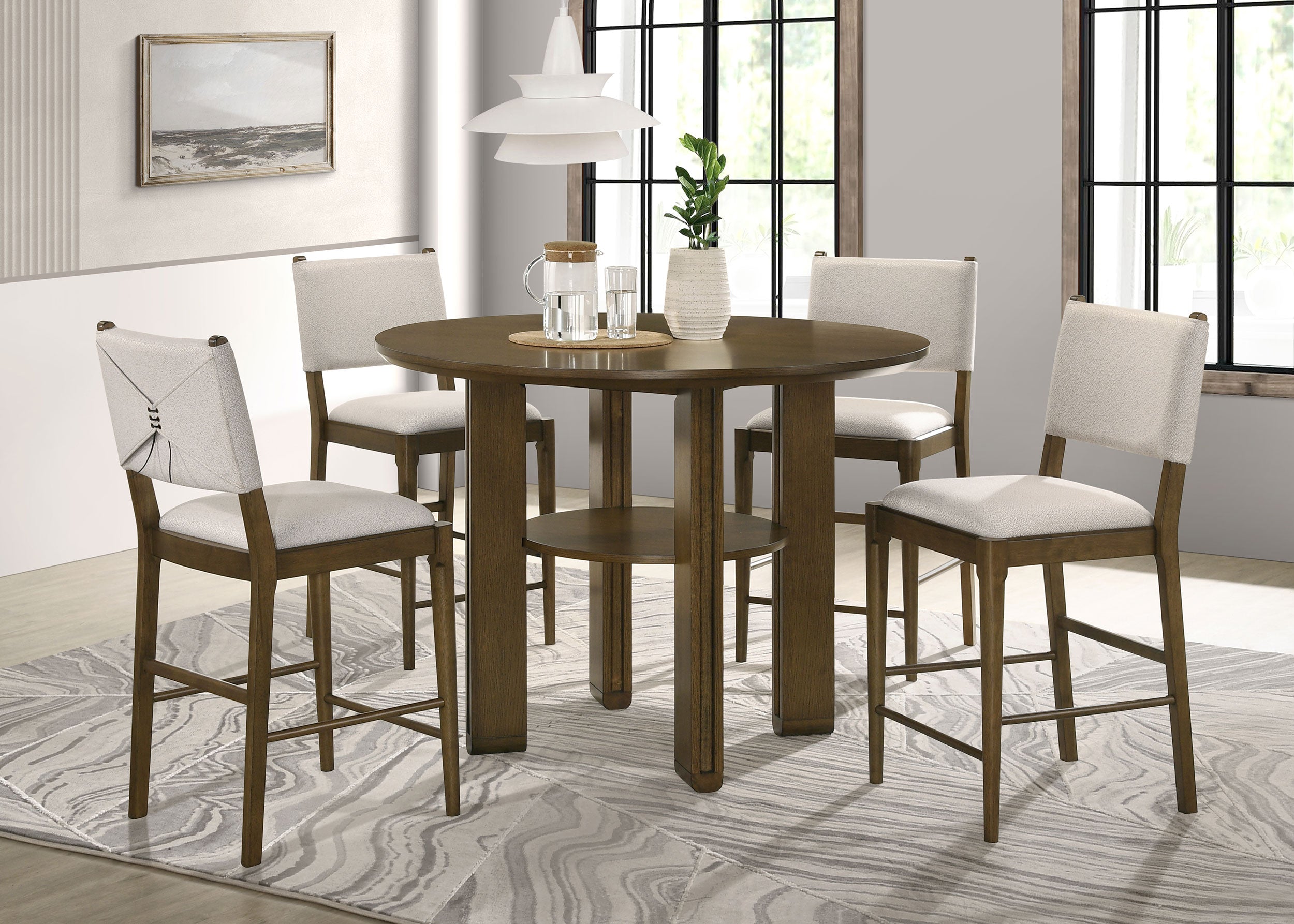 Ottowa Round Counter/Standard Height Dining Room Set Brown