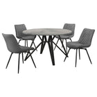 Neil 5-piece Round Dining Table Set Concrete Gunmetal