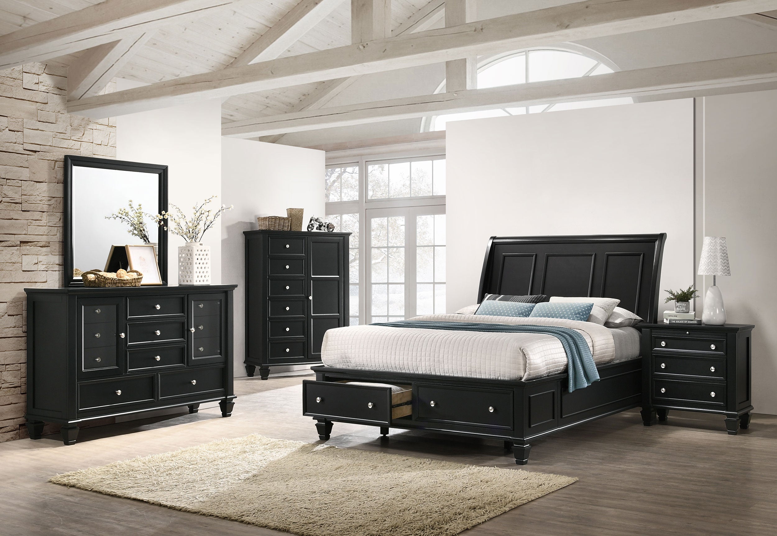 Sandy Beach  California King Bedroom Set Black