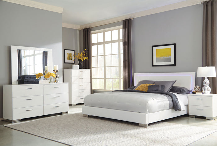 Felicity  California King Bedroom Set White Gloss