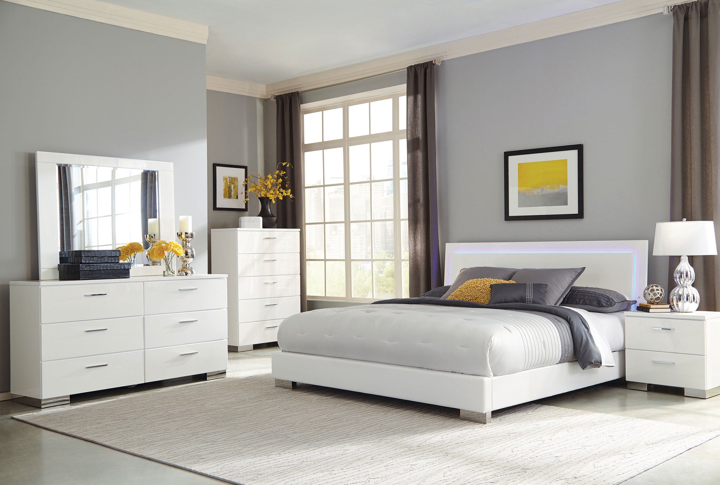 Felicity  California King Bedroom Set White Gloss