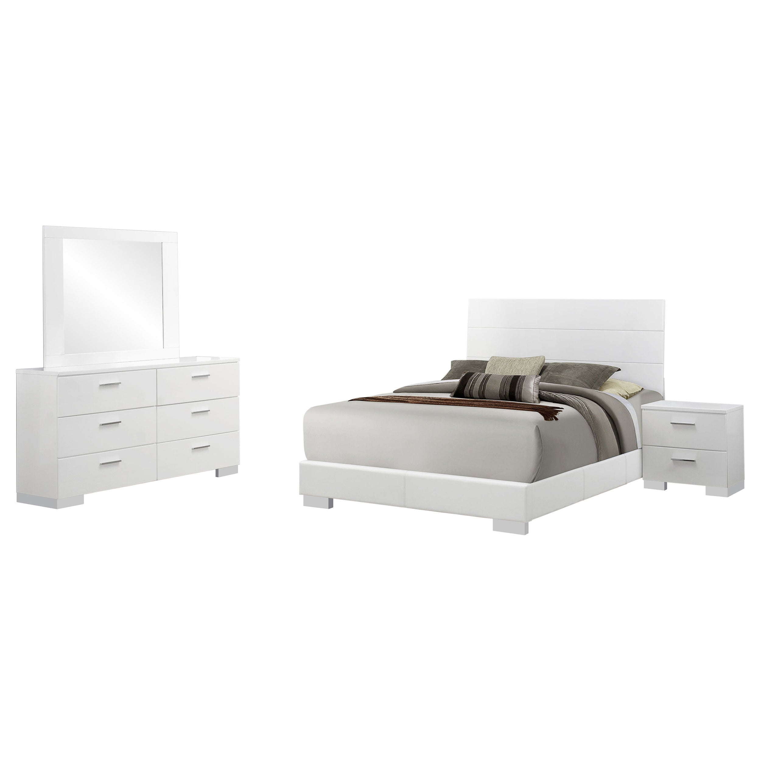 Felicity  California King Bedroom Set White Gloss