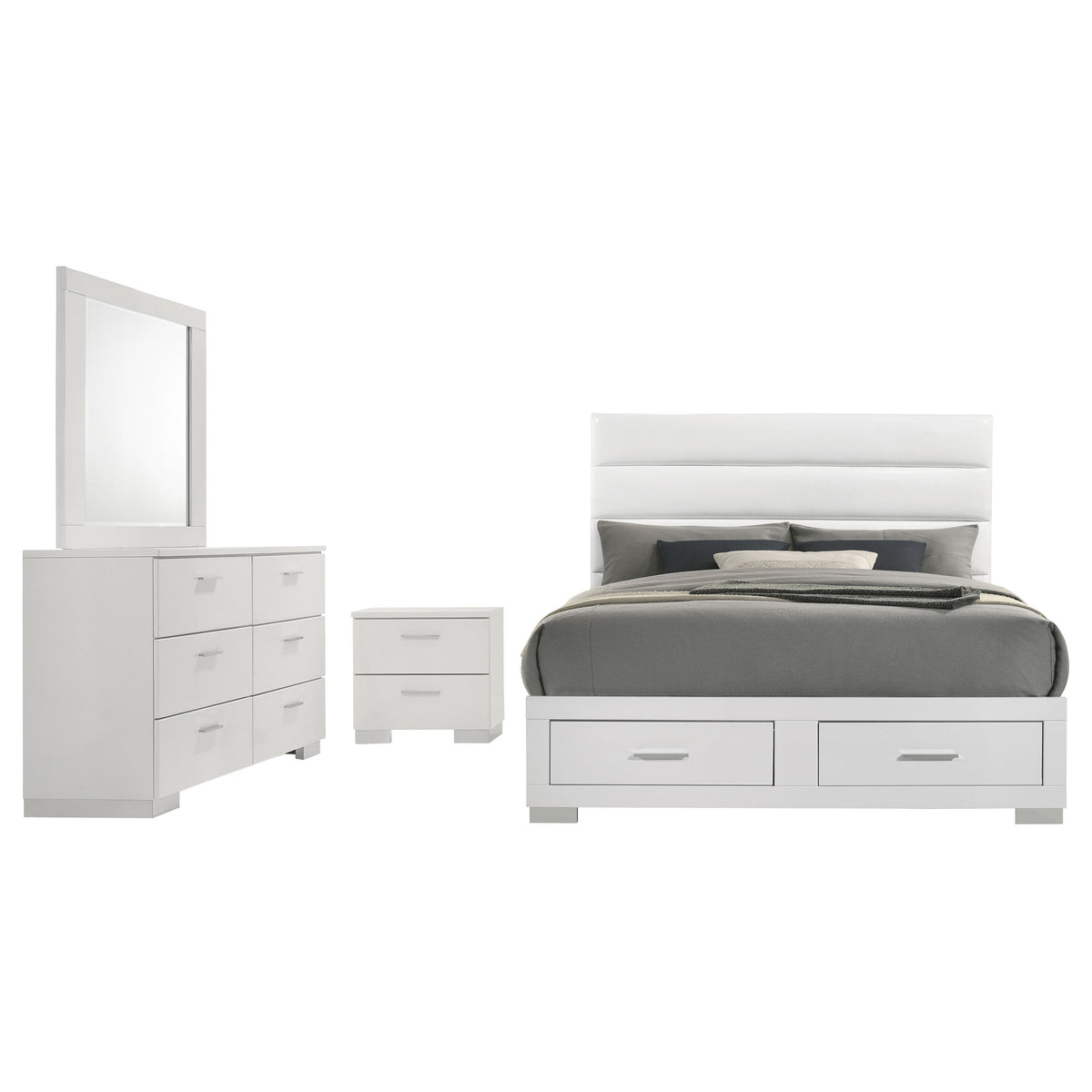 Felicity  California King Bedroom Set White Gloss