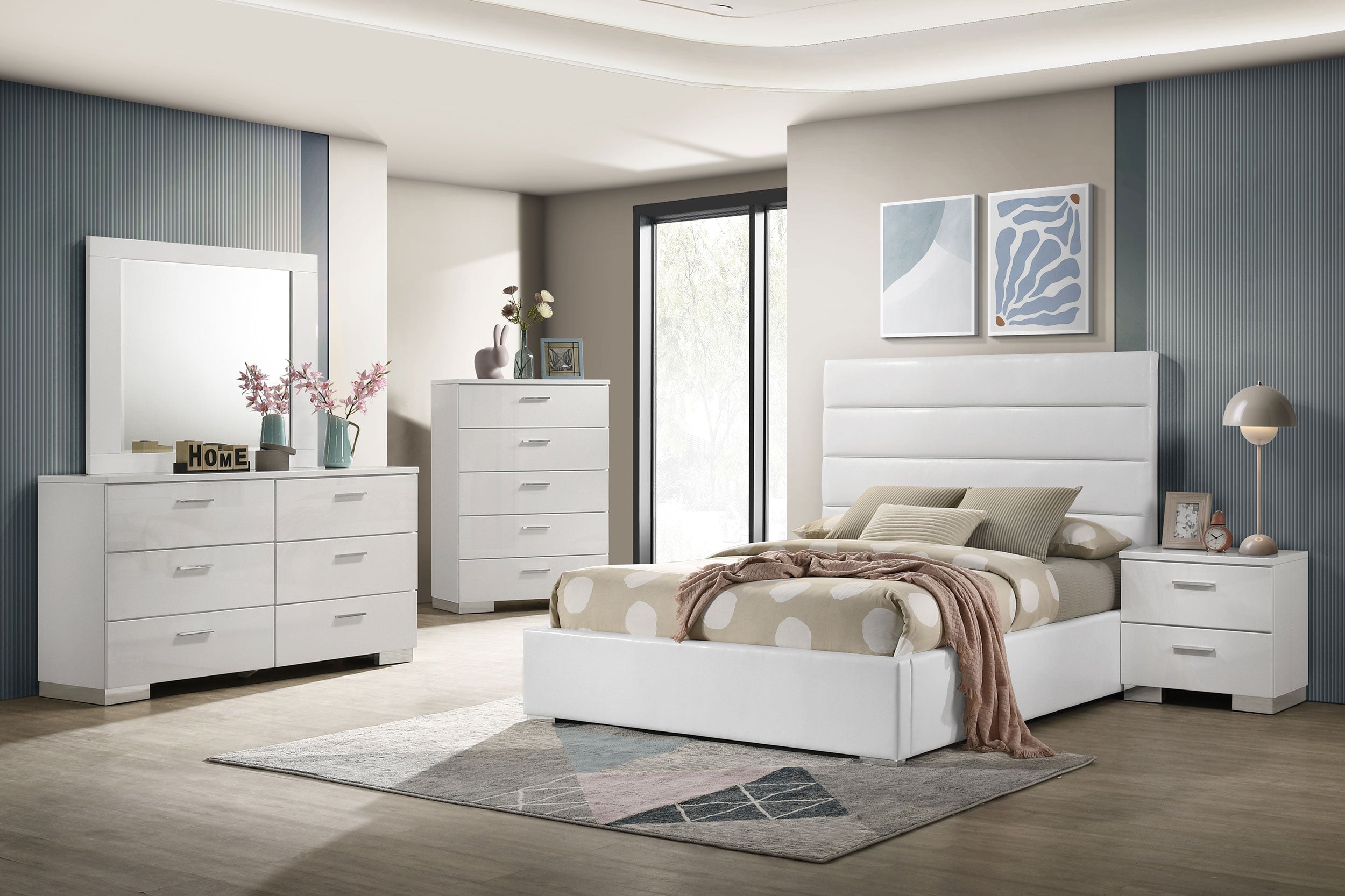Felicity  California King Bedroom Set White Gloss