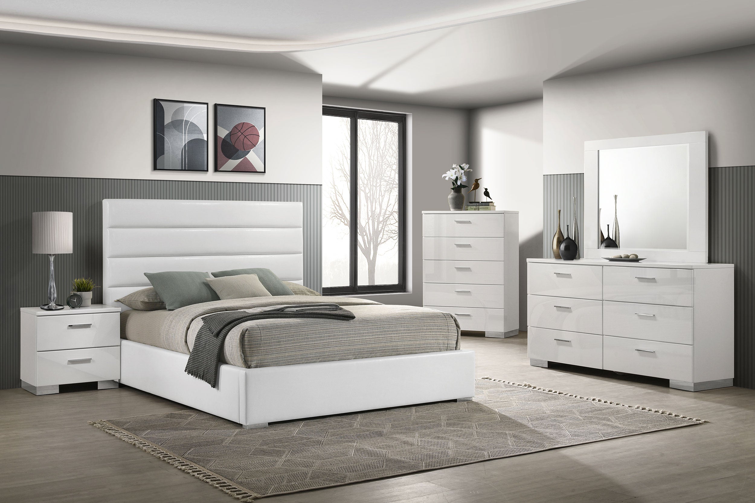 Felicity  California King Bedroom Set White Gloss
