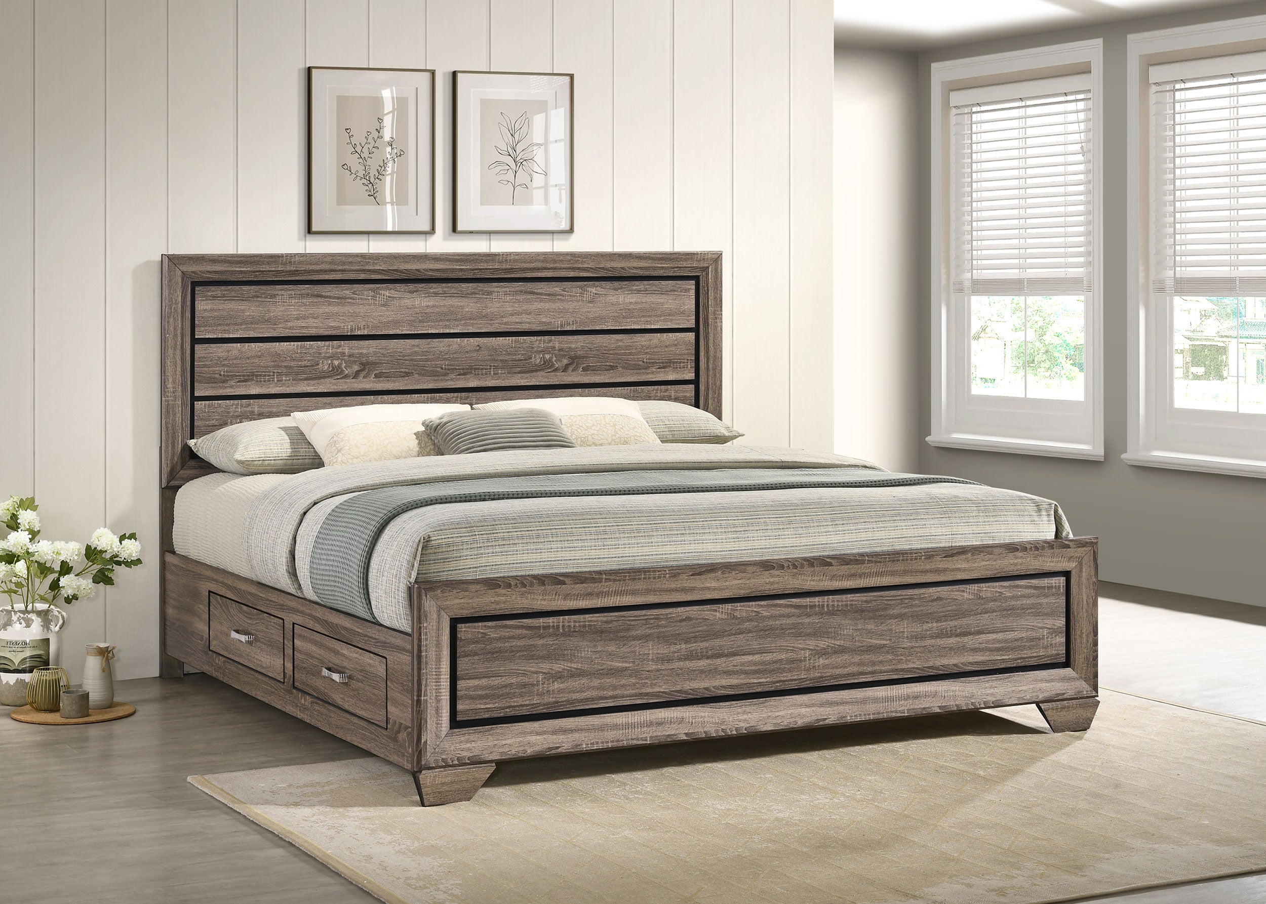 Kauffman Wood California King Panel Bed Dark Cocoa