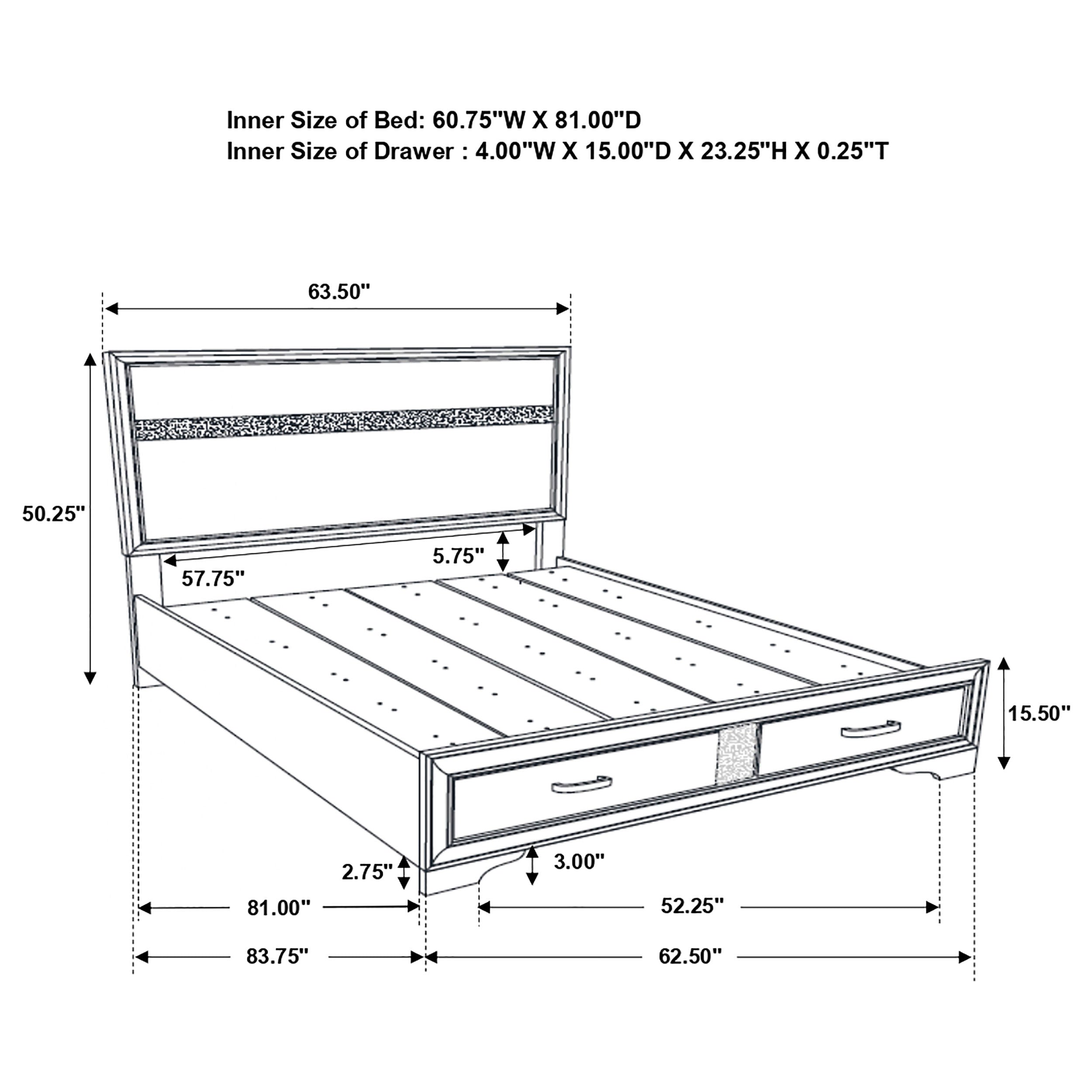Miranda 51-inch Wood California King Storage Panel Bed Black