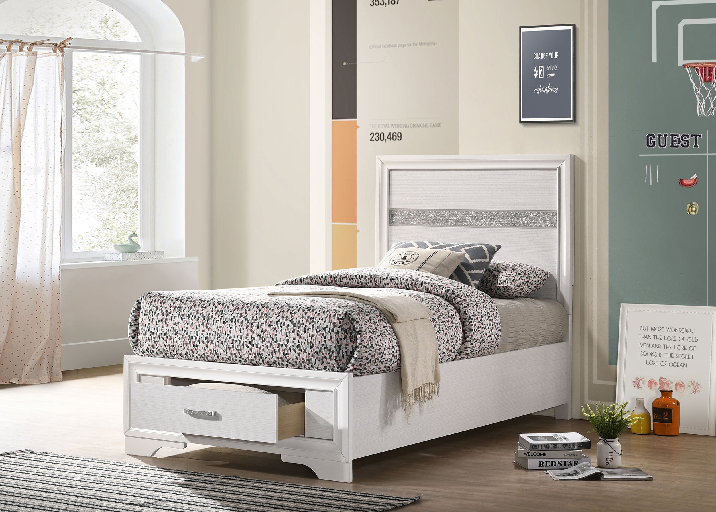 Miranda 51-inch Wood California King Storage Panel Bed Black