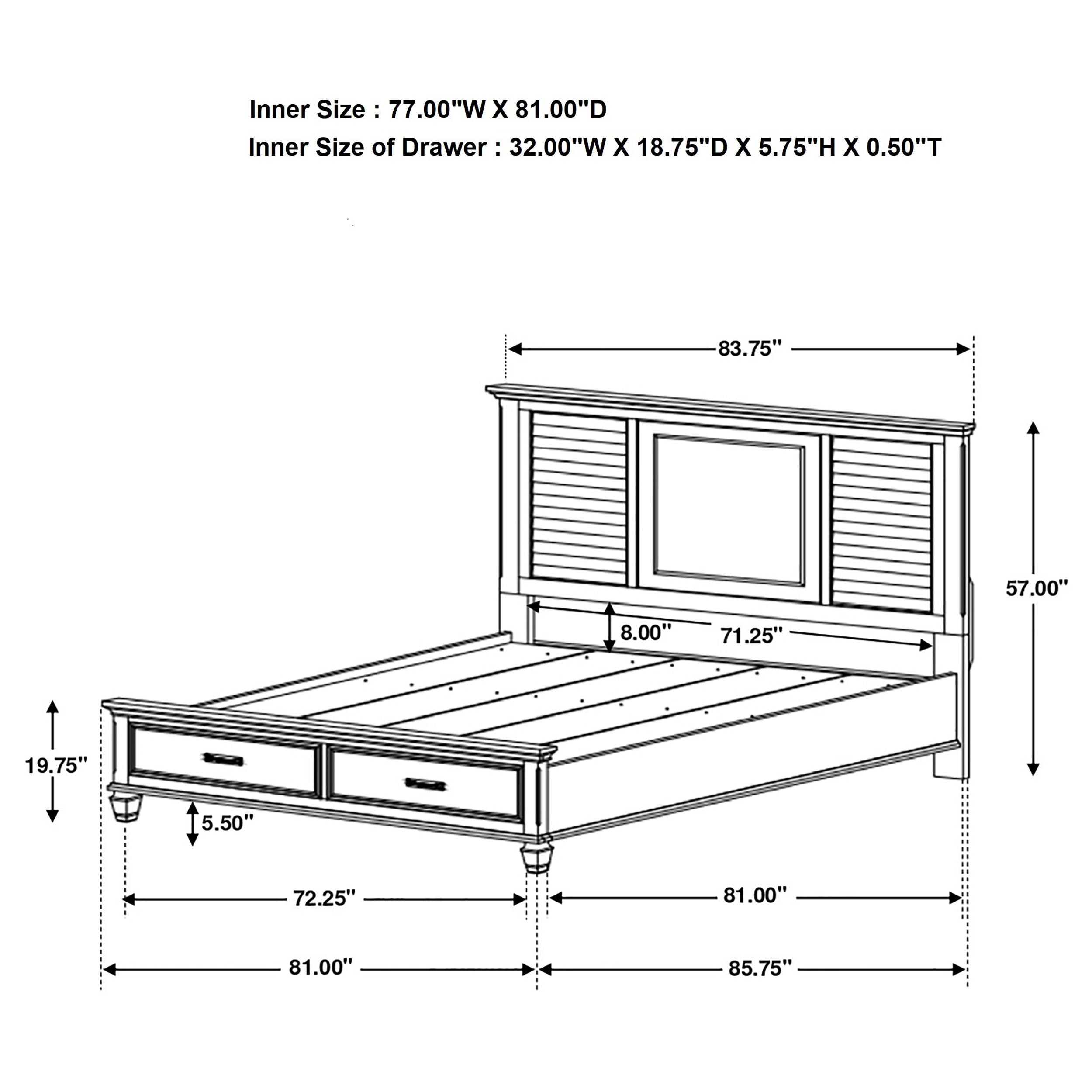 Franco Wood  Panel Bed Distressed White