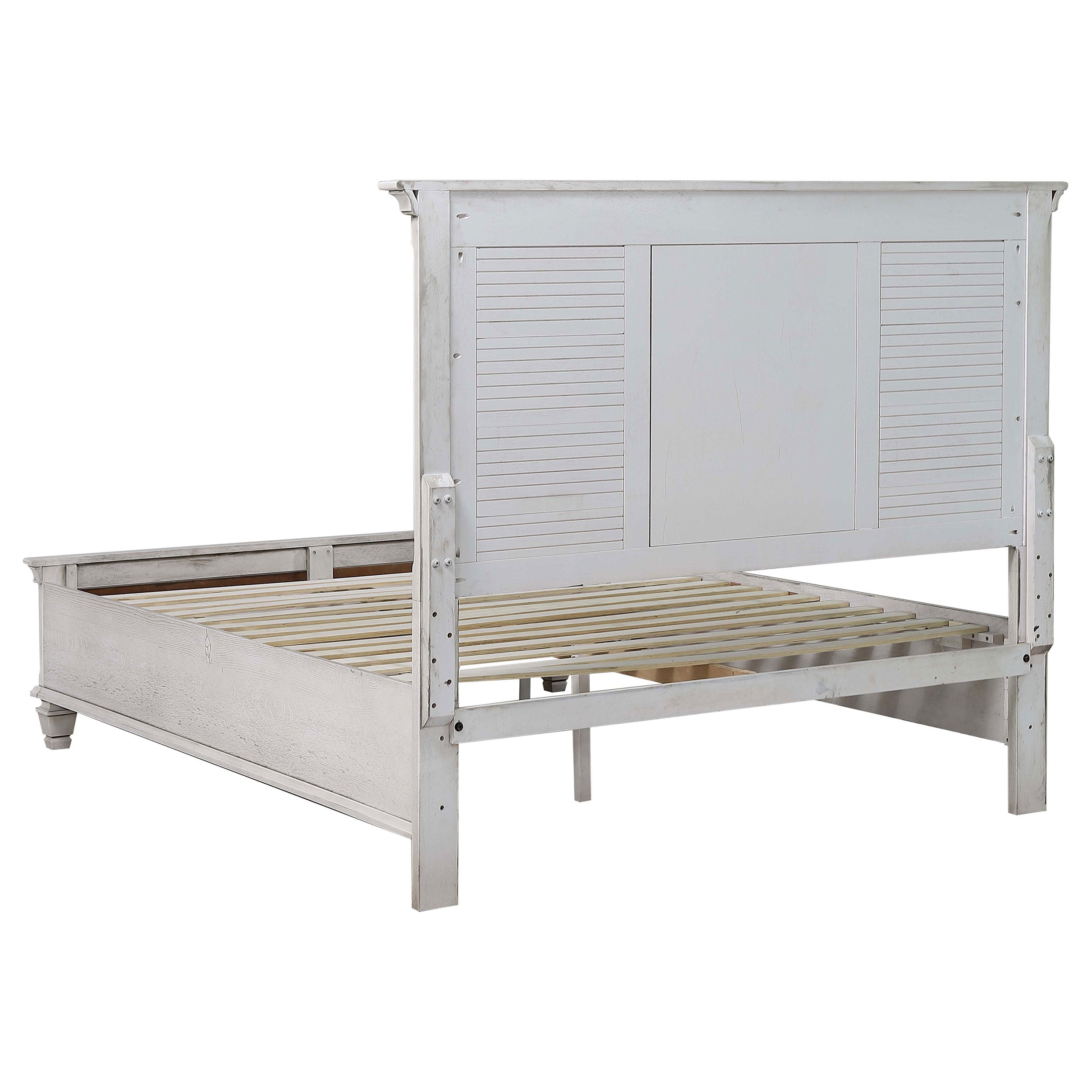 Franco Wood  Panel Bed Distressed White