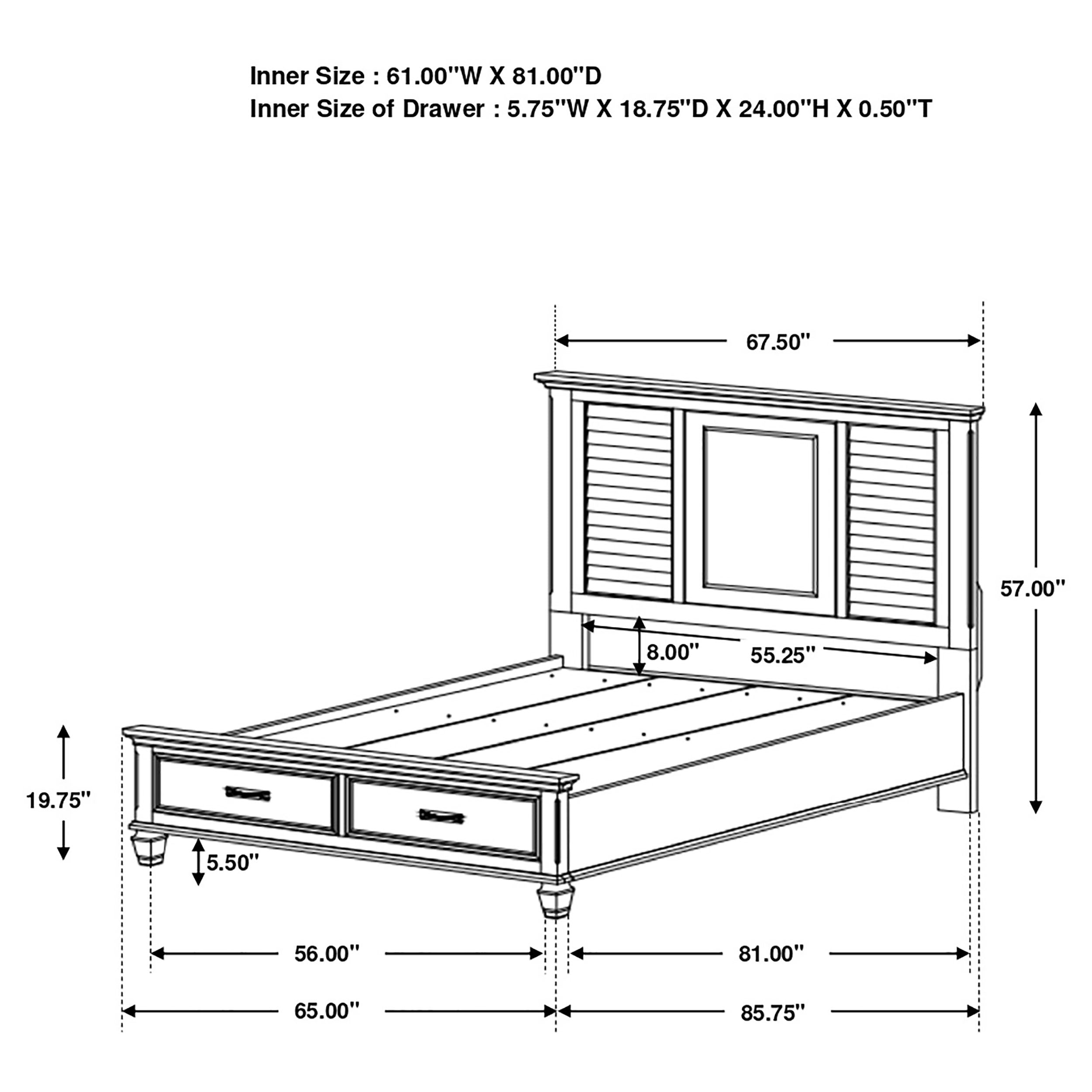 Franco Wood  Panel Bed Distressed White