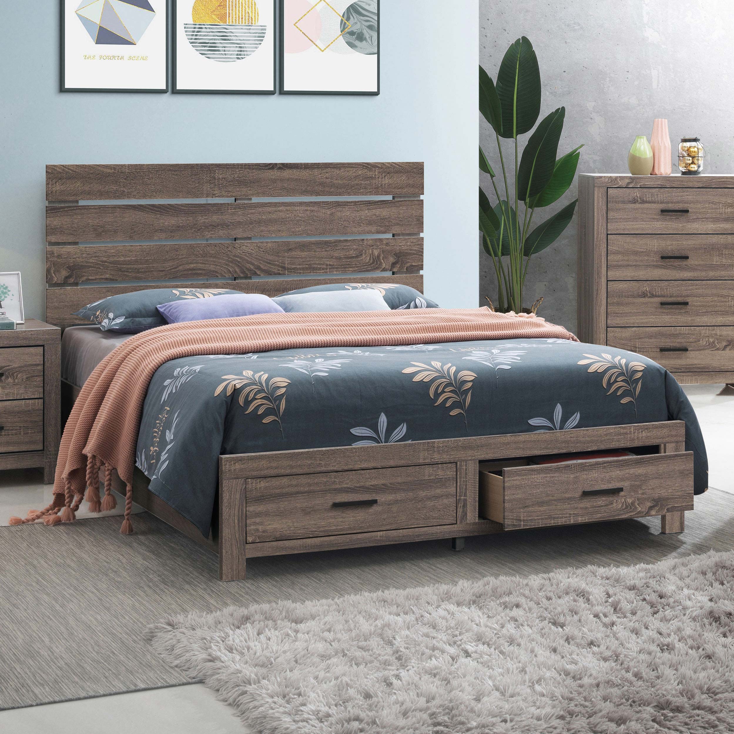 Brantford Wood  Panel Bed Barrel Oak