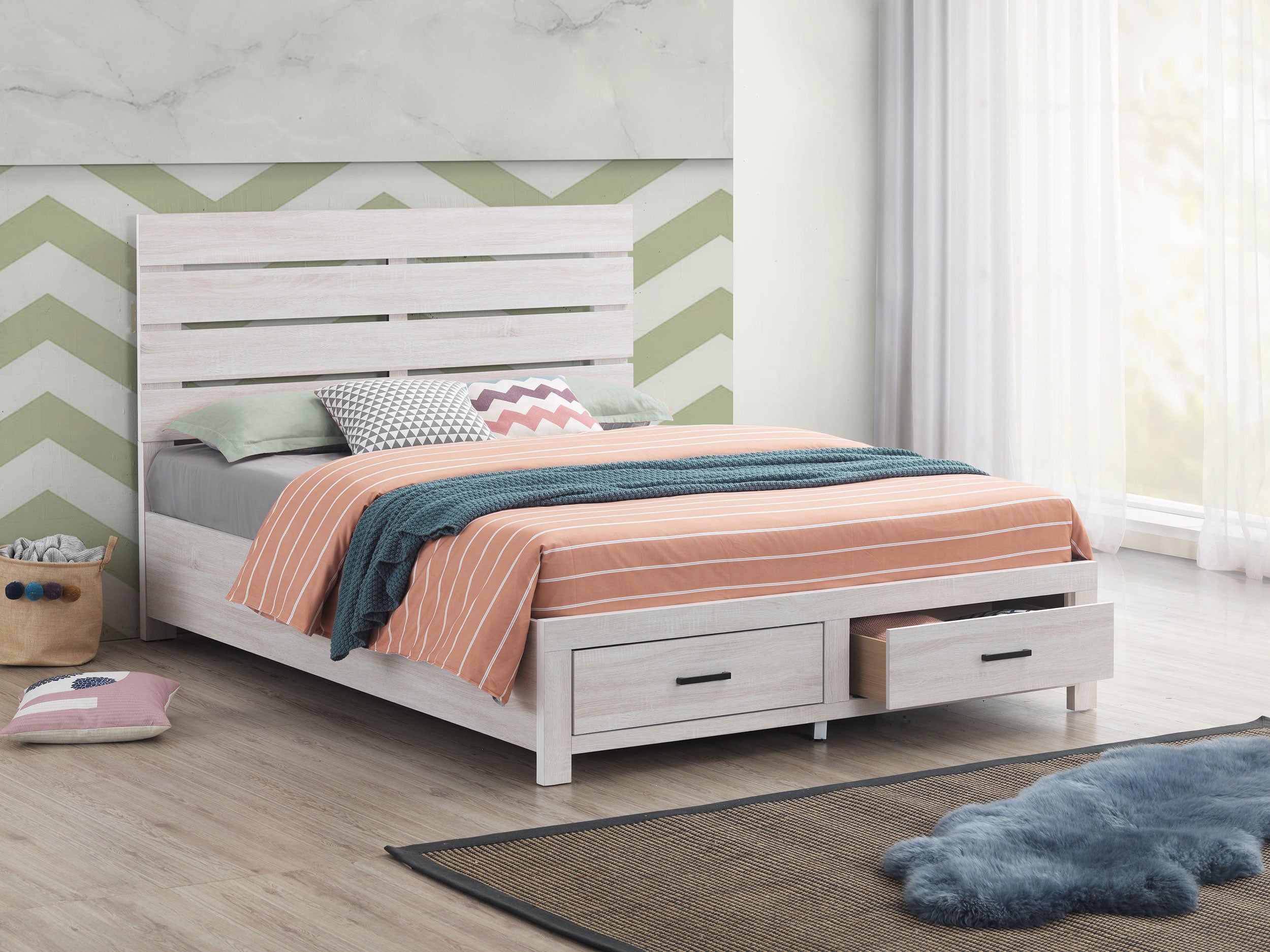 Brantford Wood  Panel Bed Barrel Oak