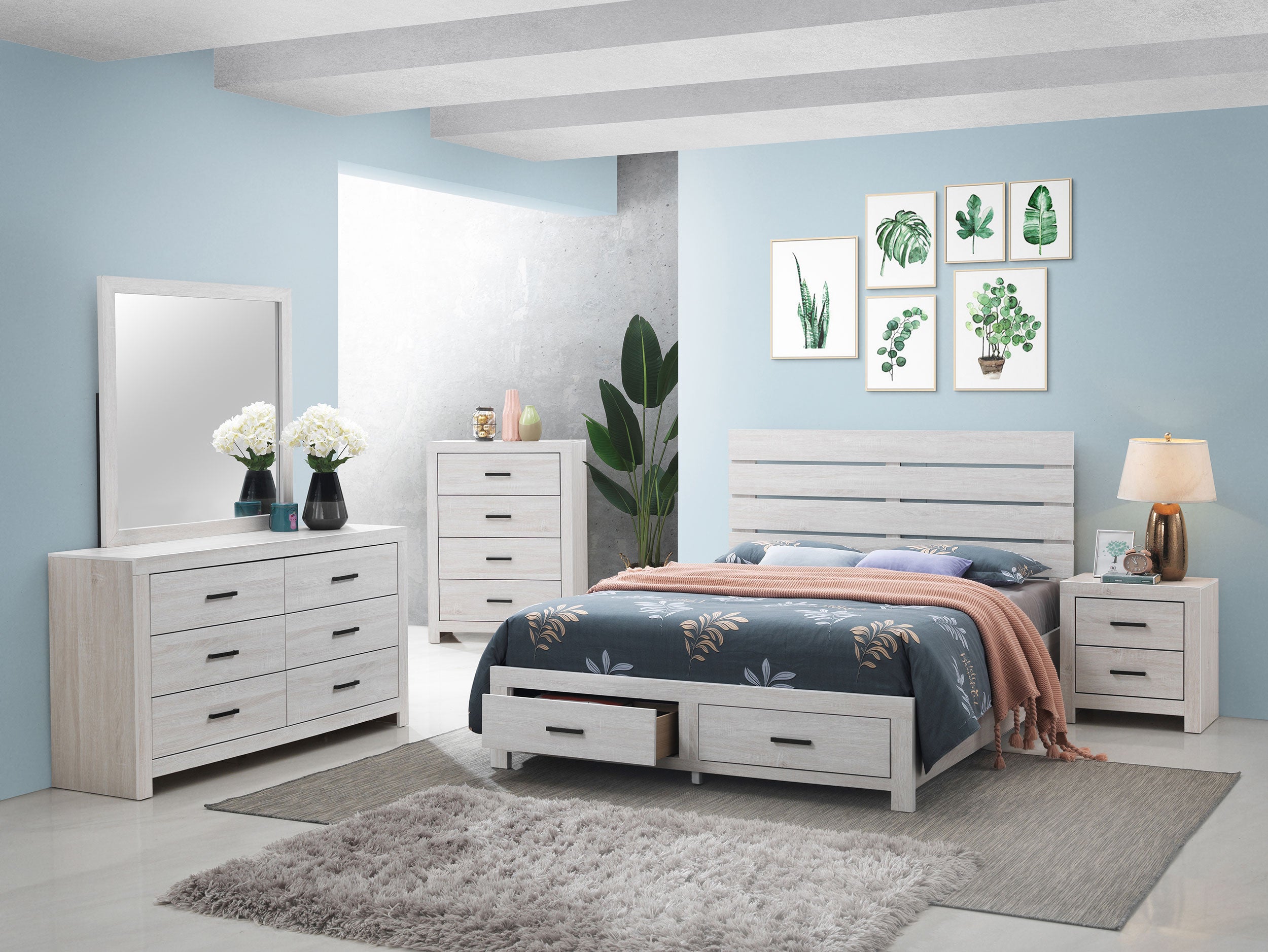 Brantford Wood  Panel Bed Barrel Oak