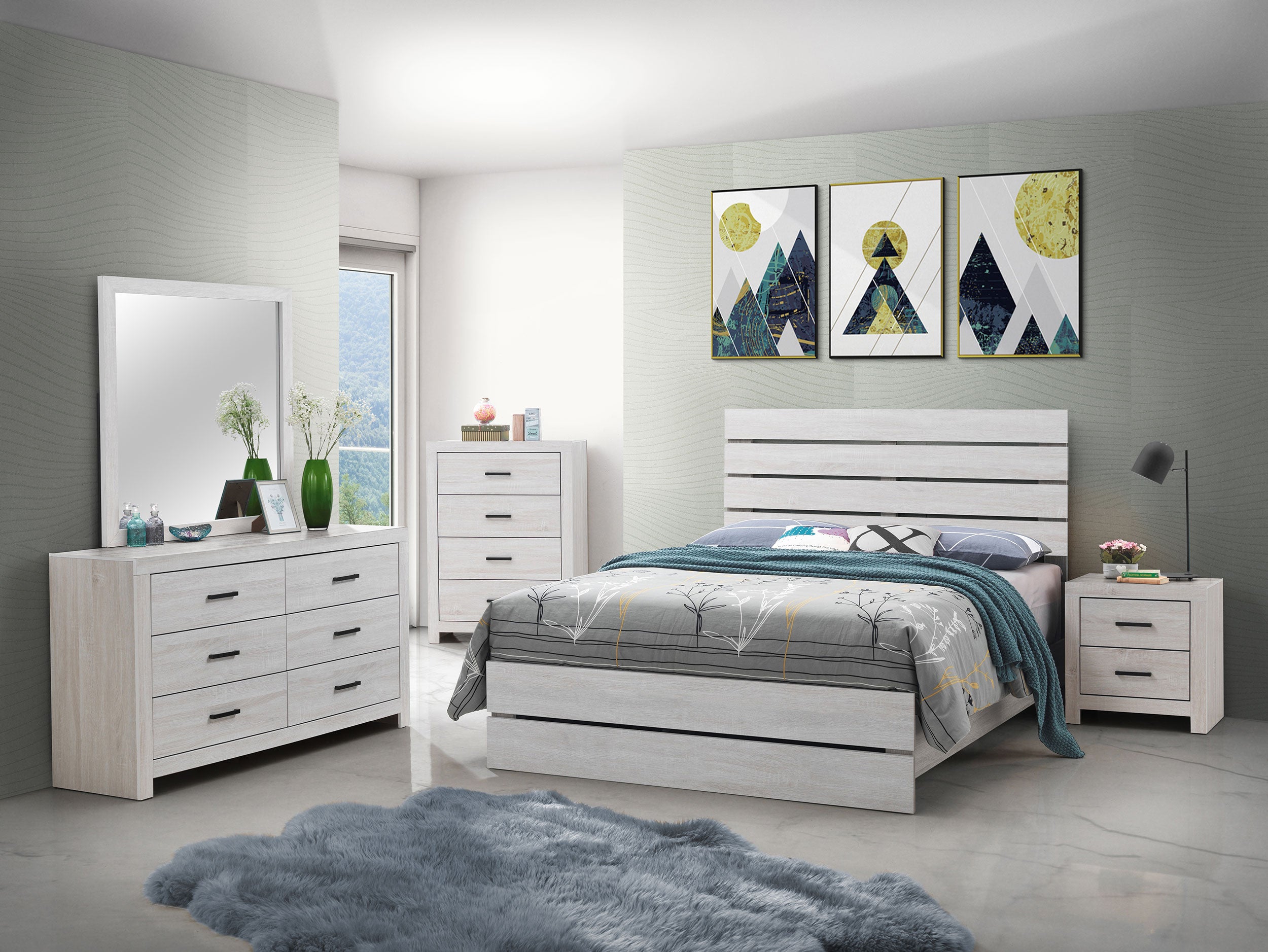 Brantford Wood  Panel Bed Barrel Oak