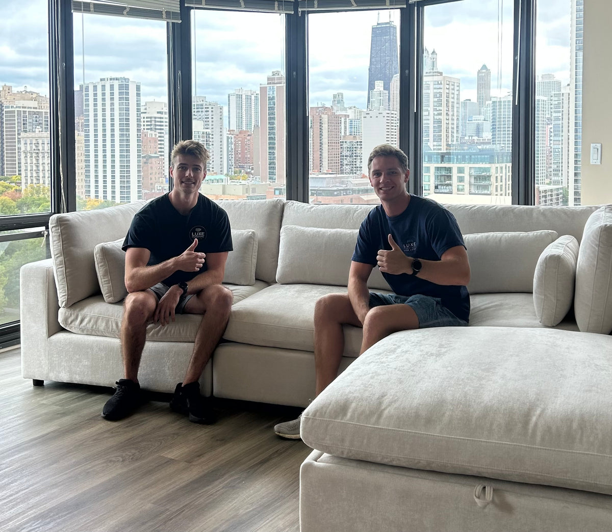 Connor and Deiter, owners of Luxe Furniture For Less