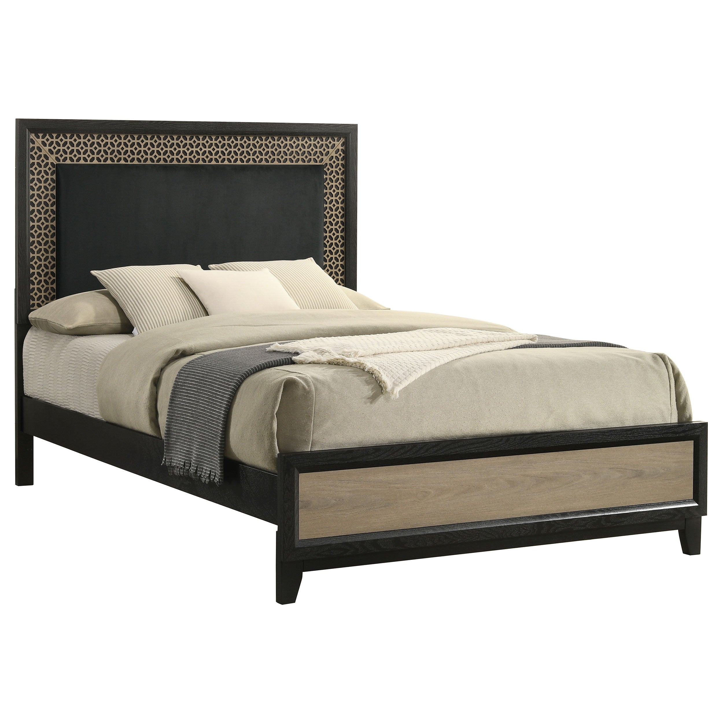Valencia Wood  Panel Bed Black