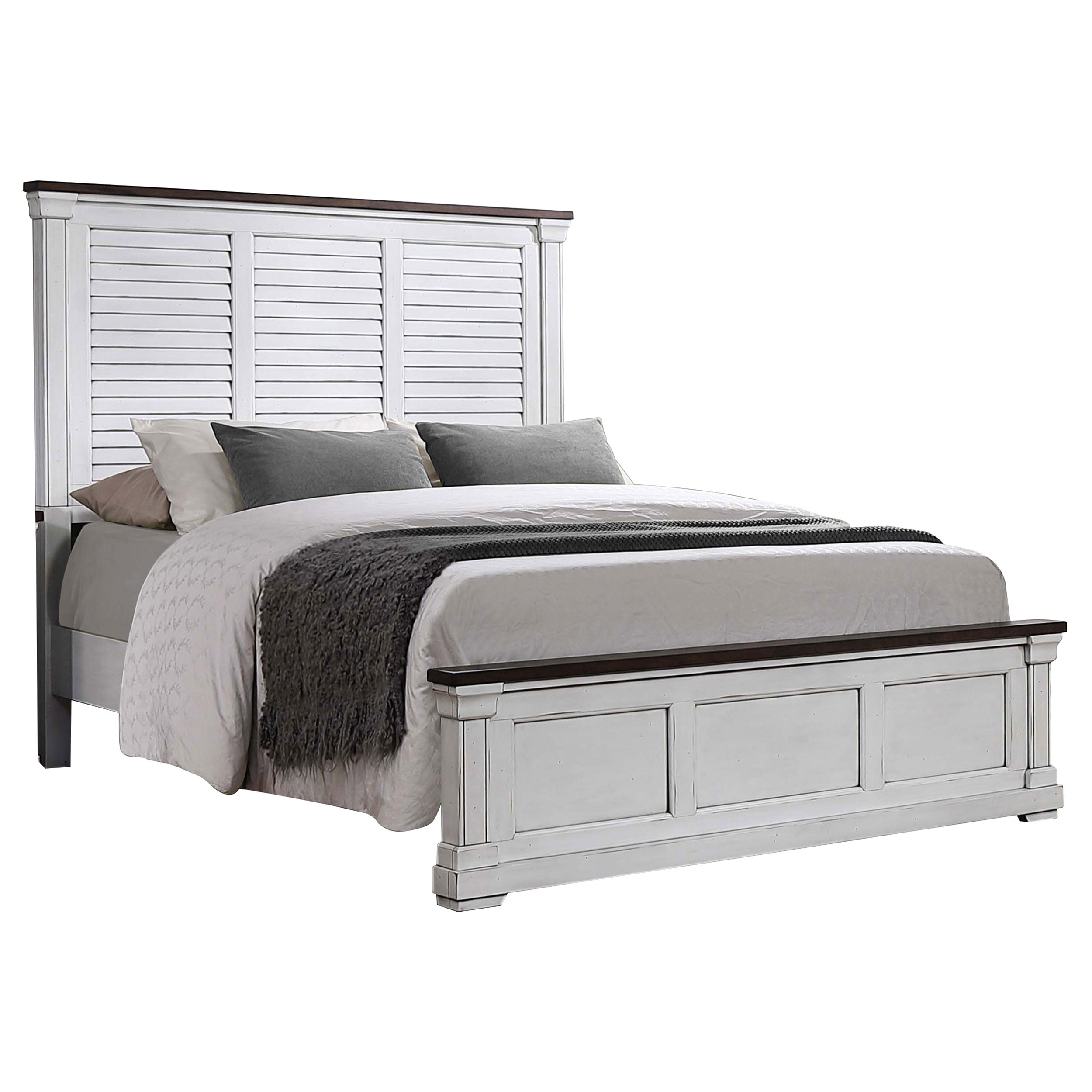 Hillcrest Wood  Panel Bed Distressed White