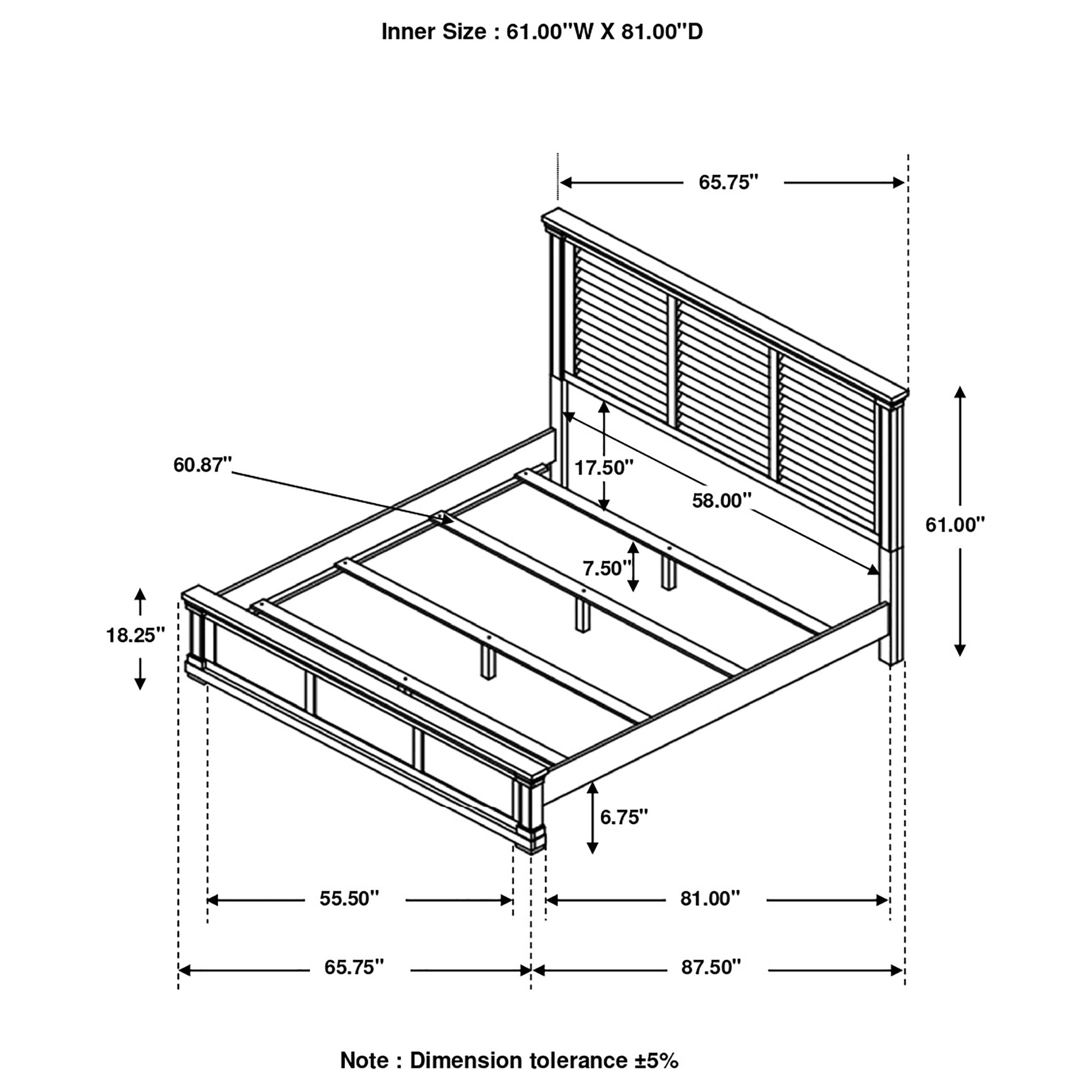 Hillcrest Wood  Panel Bed Distressed White