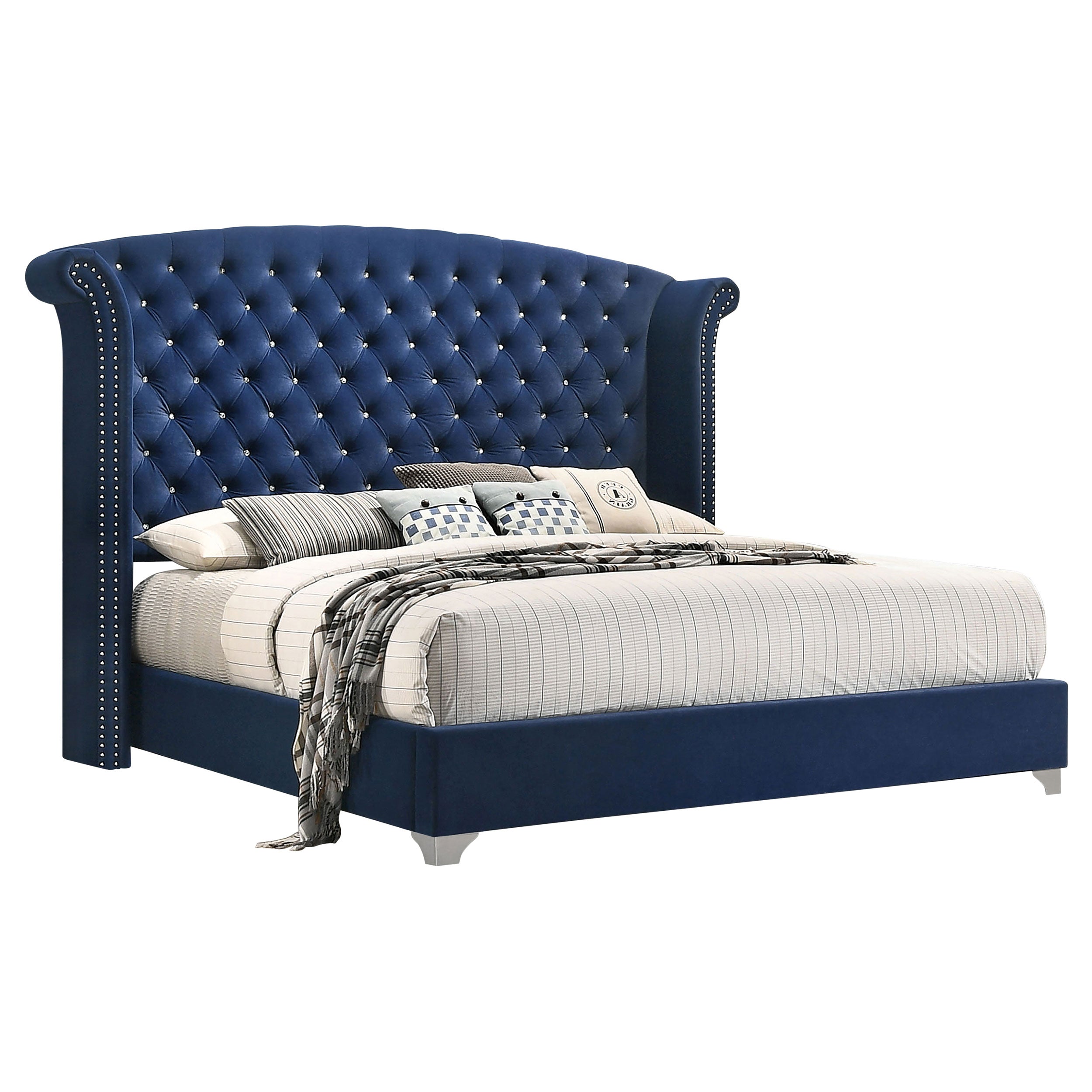 Melody Upholstered California King Wingback Bed Grey