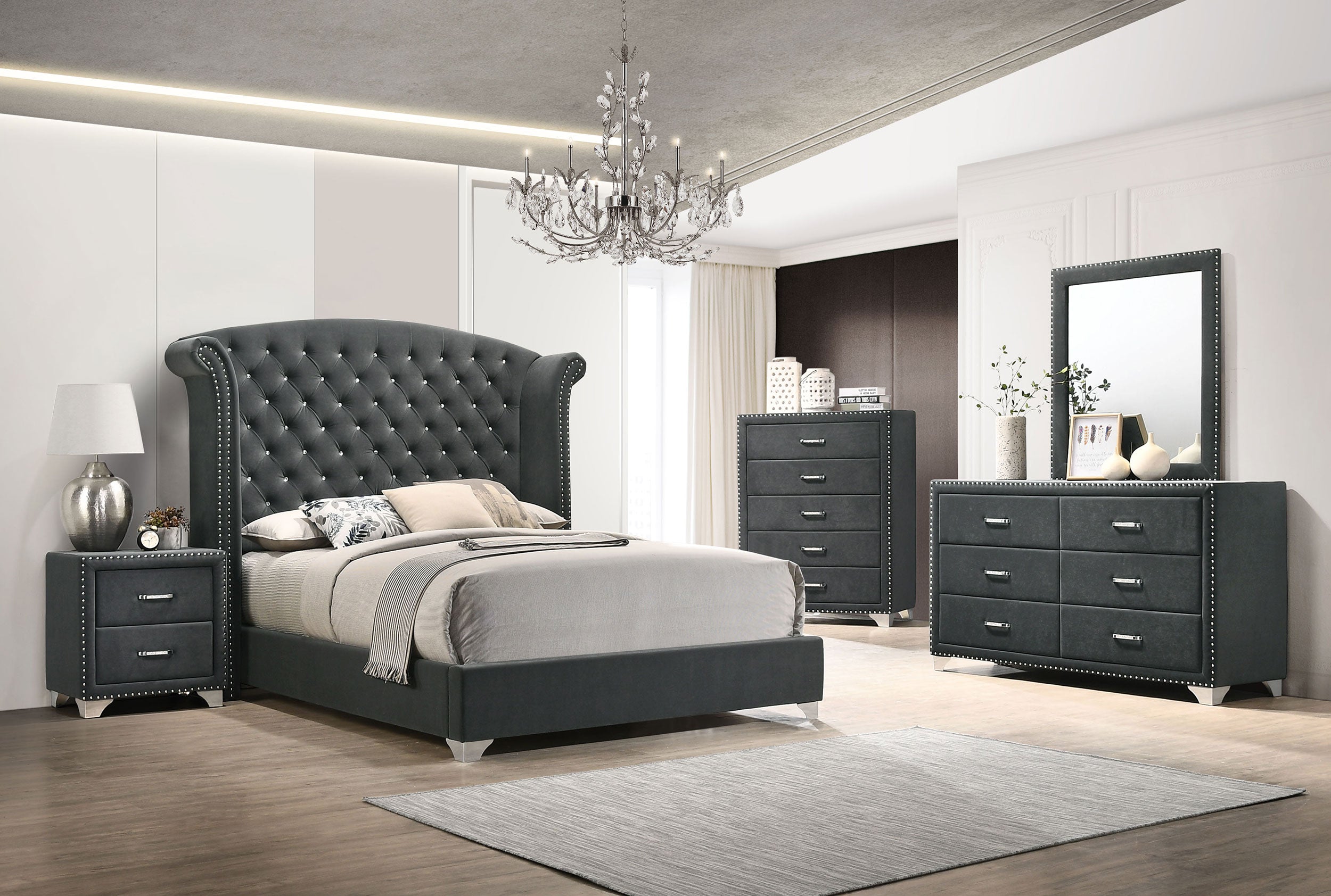 Melody  California King Bedroom Set Grey