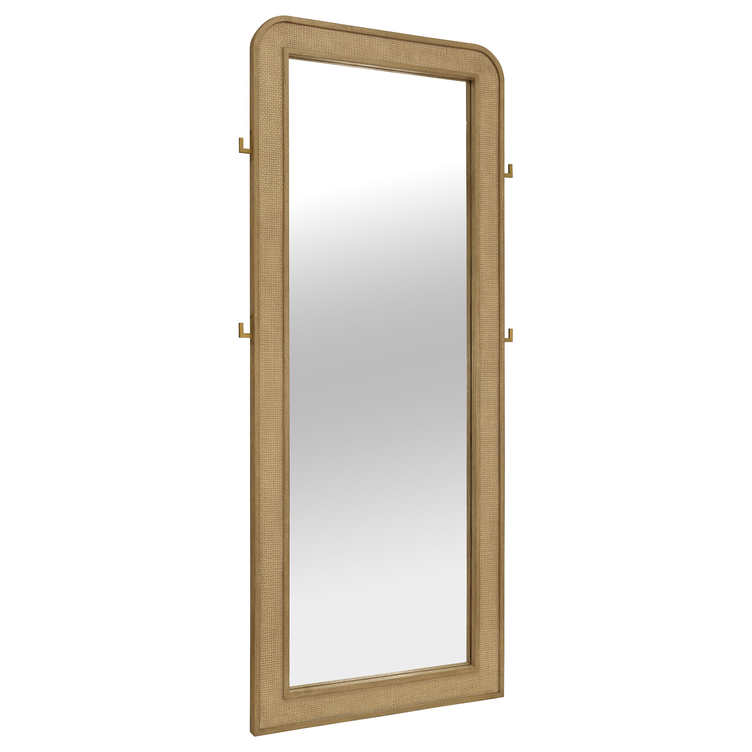 Arini Cane Weave  Length Standing Floor Mirror Black