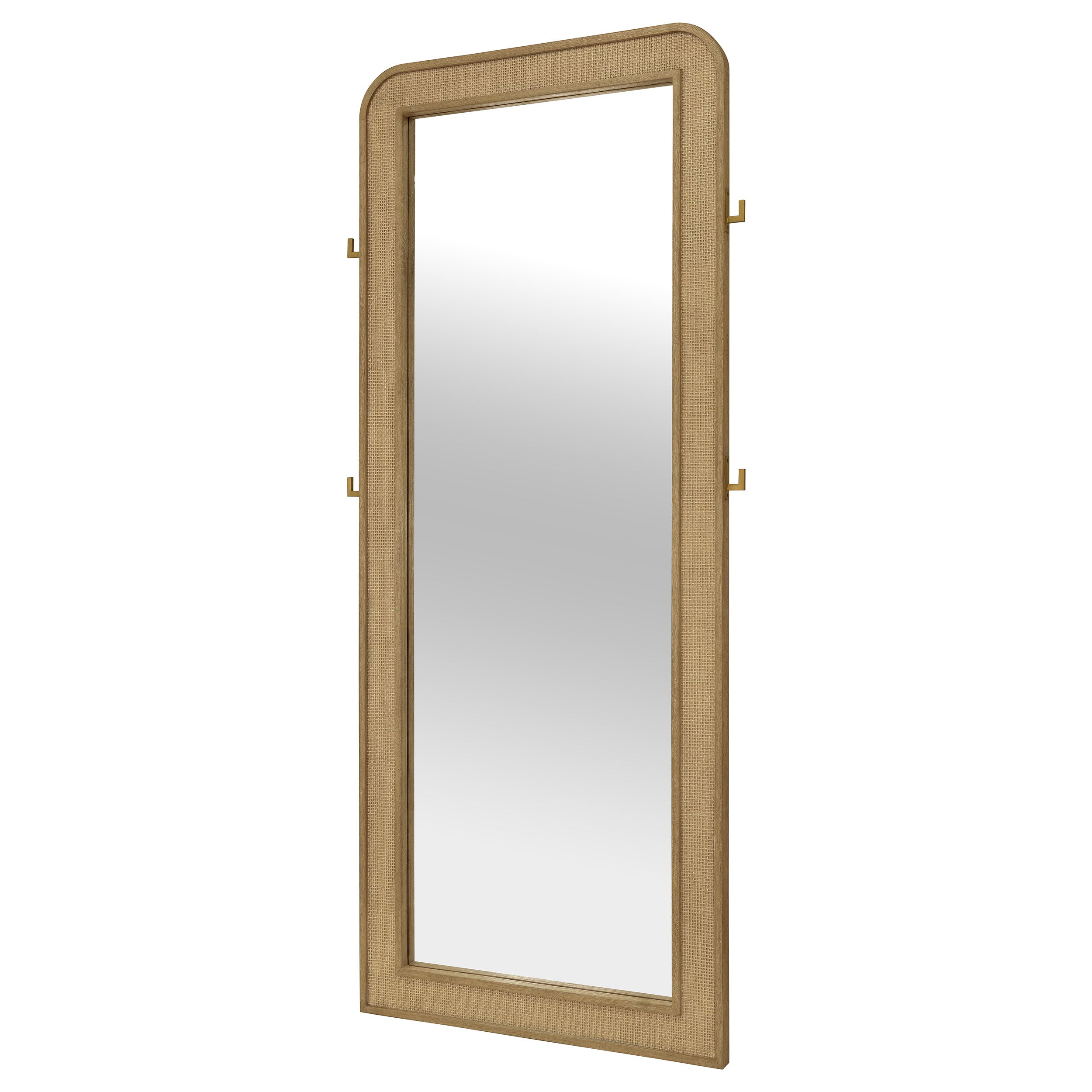 Arini Cane Weave  Length Standing Floor Mirror Black