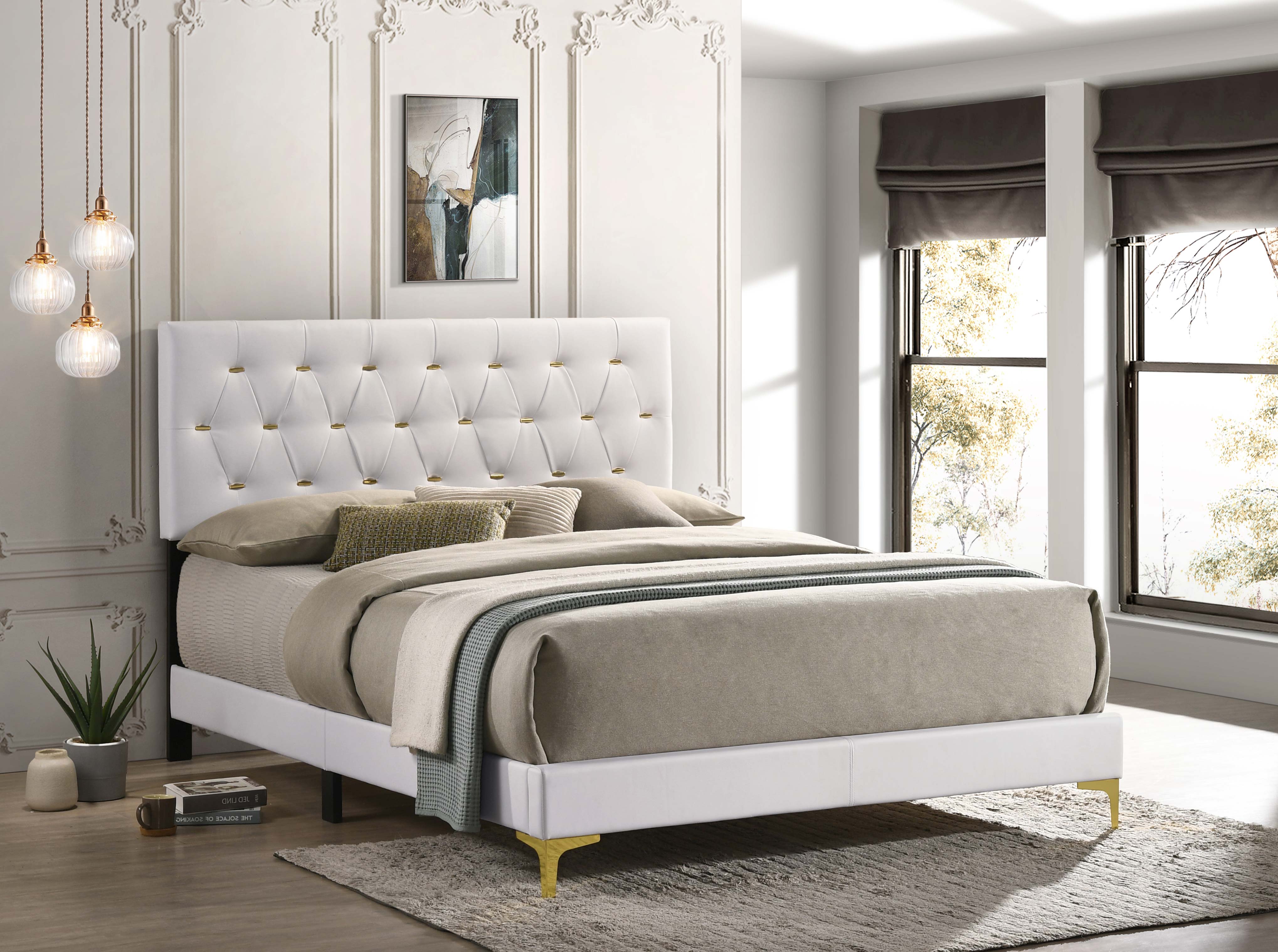 Kendall Upholstered California King Panel Bed Black