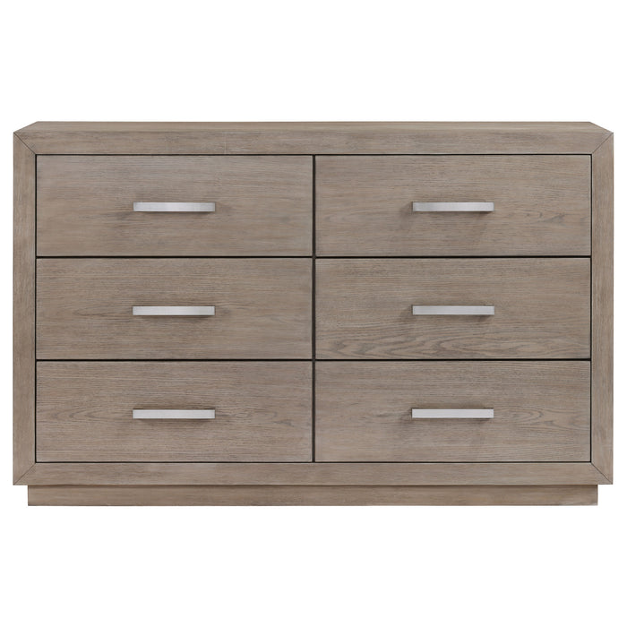 Kenora 6-drawer Dresser and Mirror Barley Brown