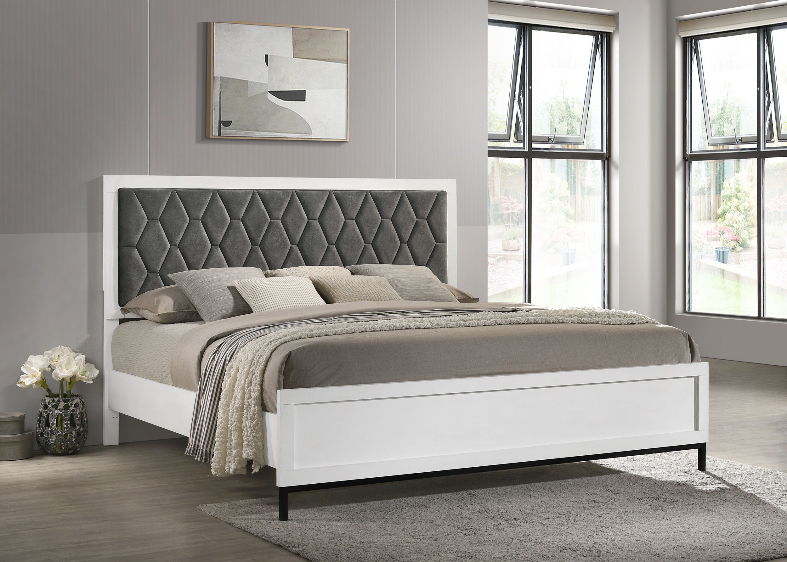 Sonoma Upholstered  Wingback Bed Beige