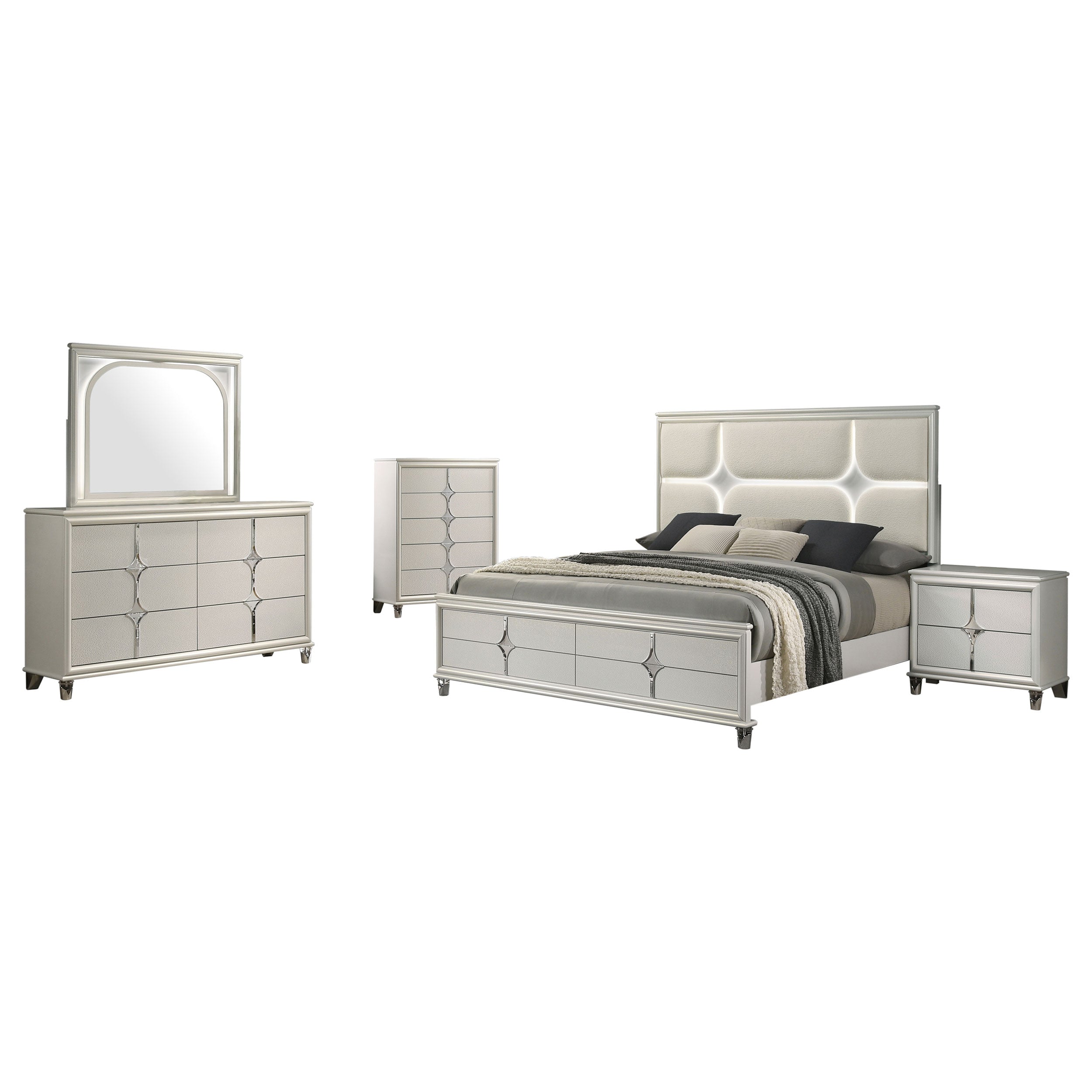 Olivia  California King Bedroom Set Pearl White
