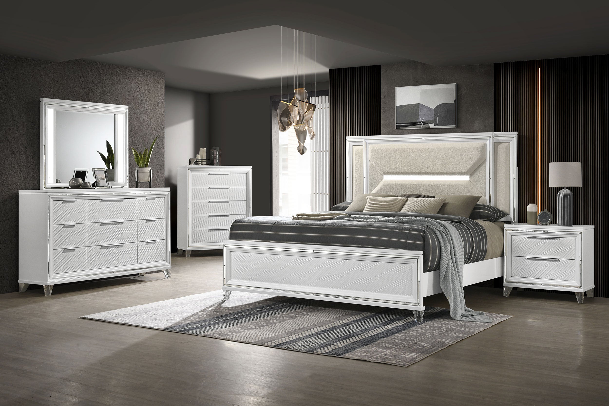 Marmore  California King Bedroom Set White