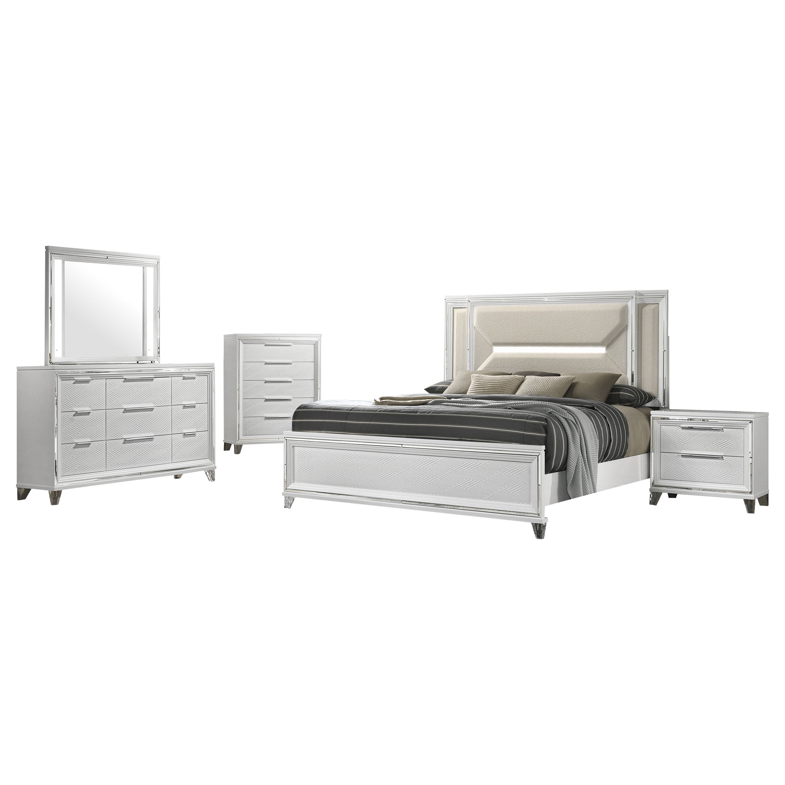 Marmore  California King Bedroom Set White