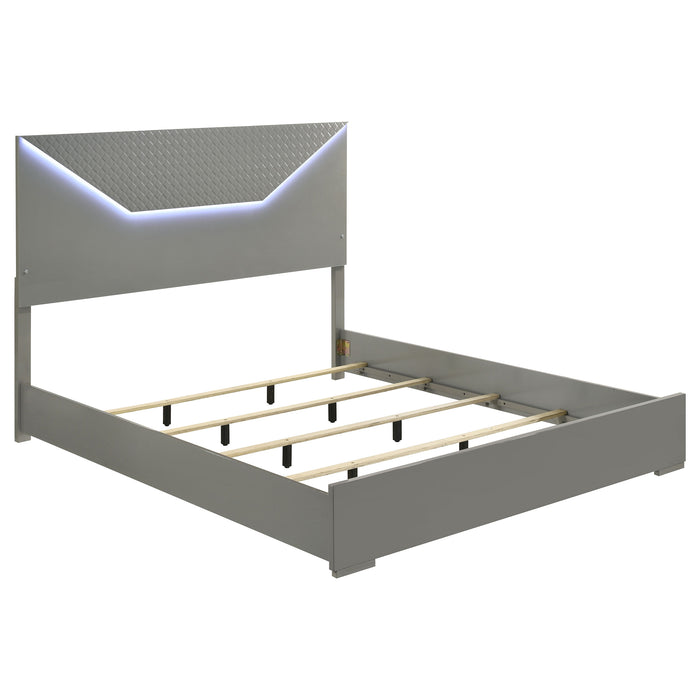 Ives   Bedroom Set Grey High Gloss