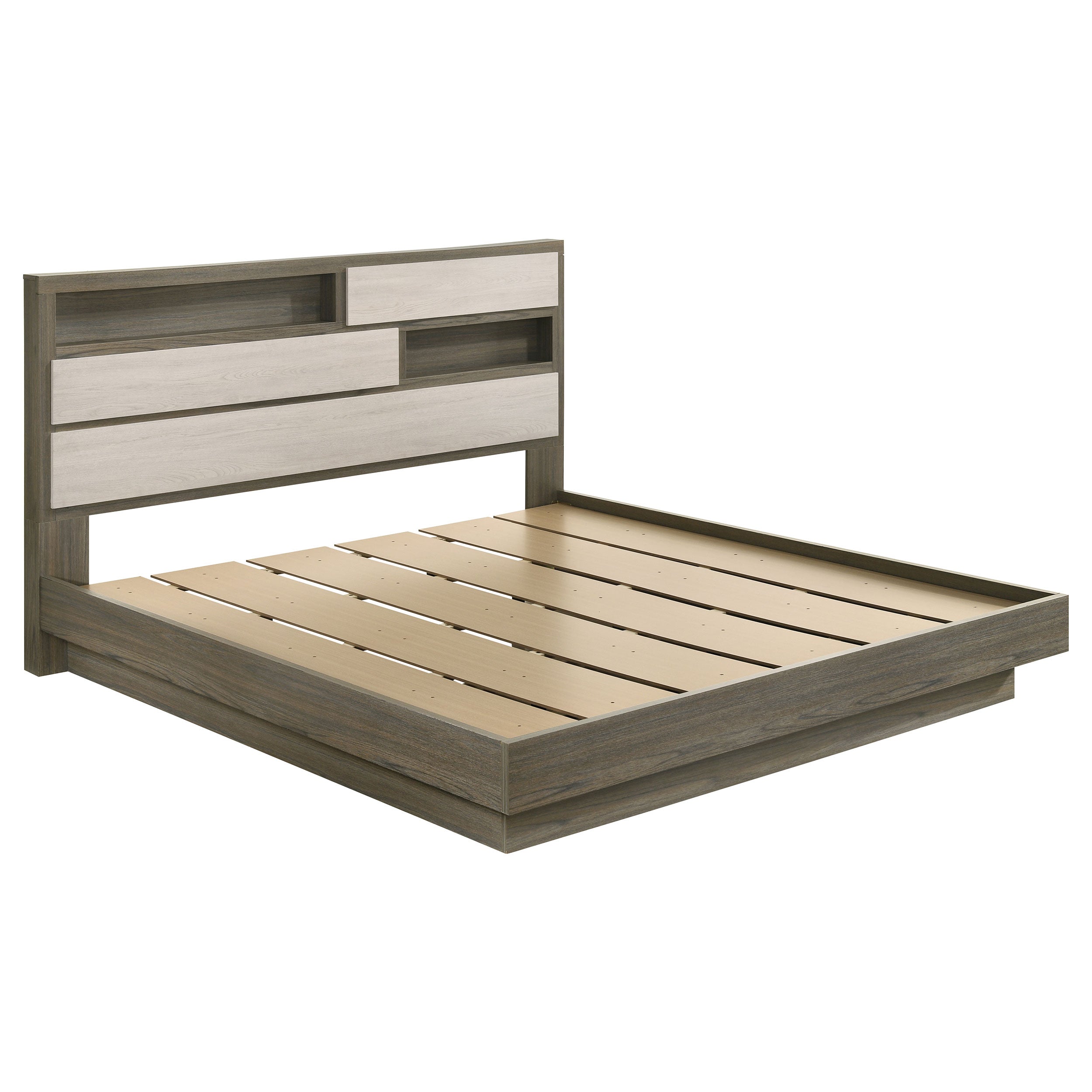 Fenwick California King Bed Bookcase Headboard Grey Oak