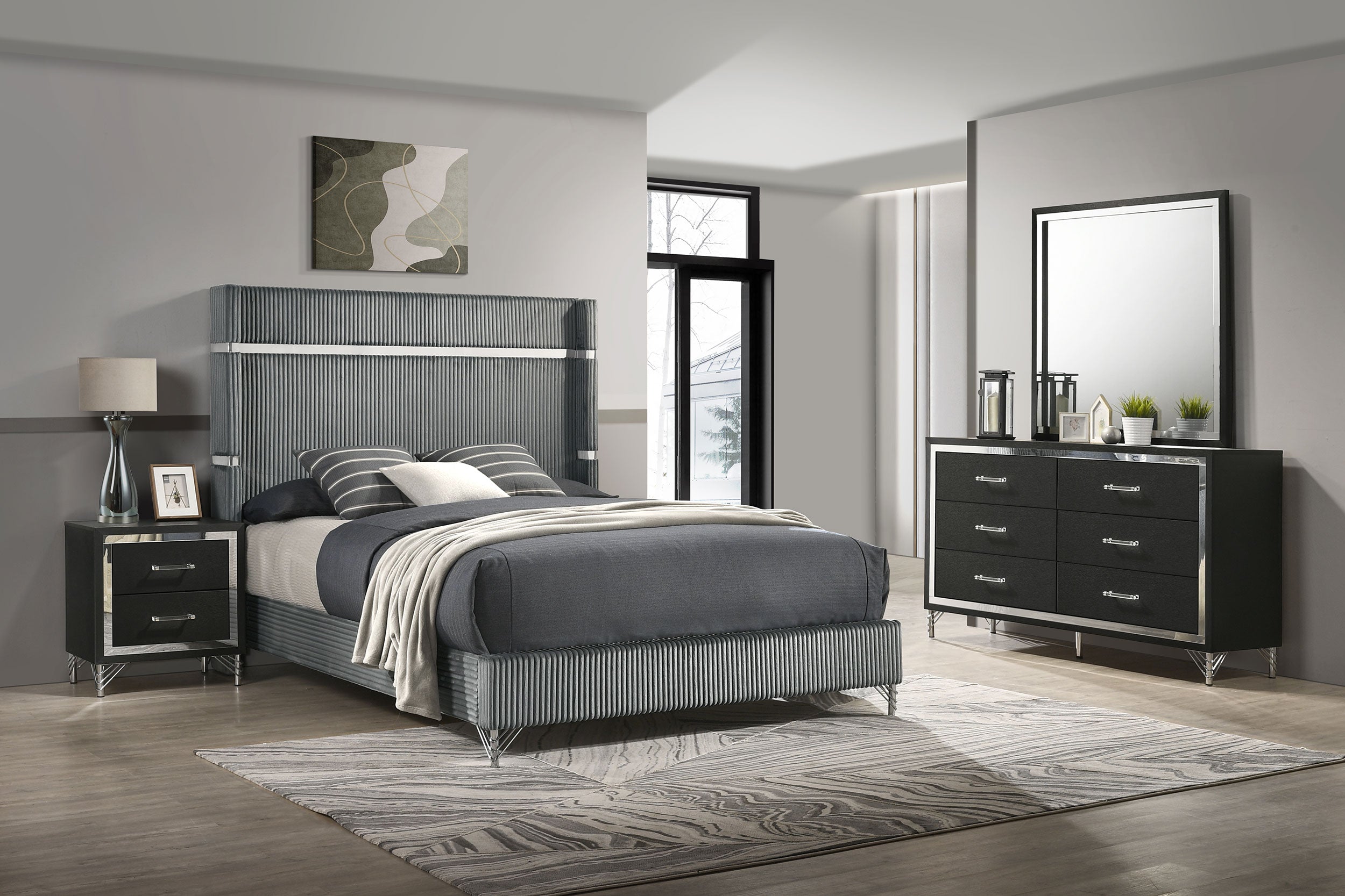 Lucia   Bedroom Set Beige and White