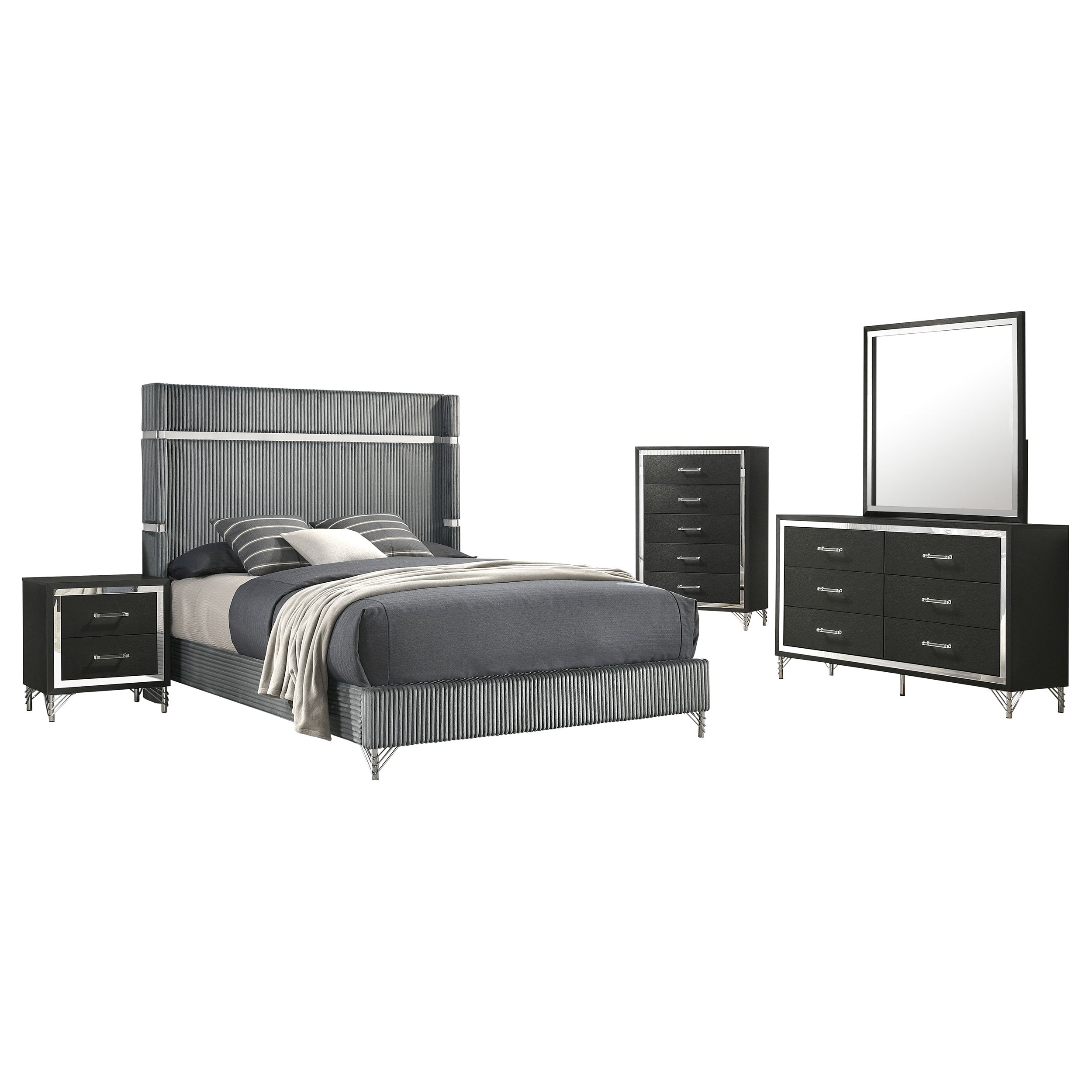 Lucia   Bedroom Set Beige and White