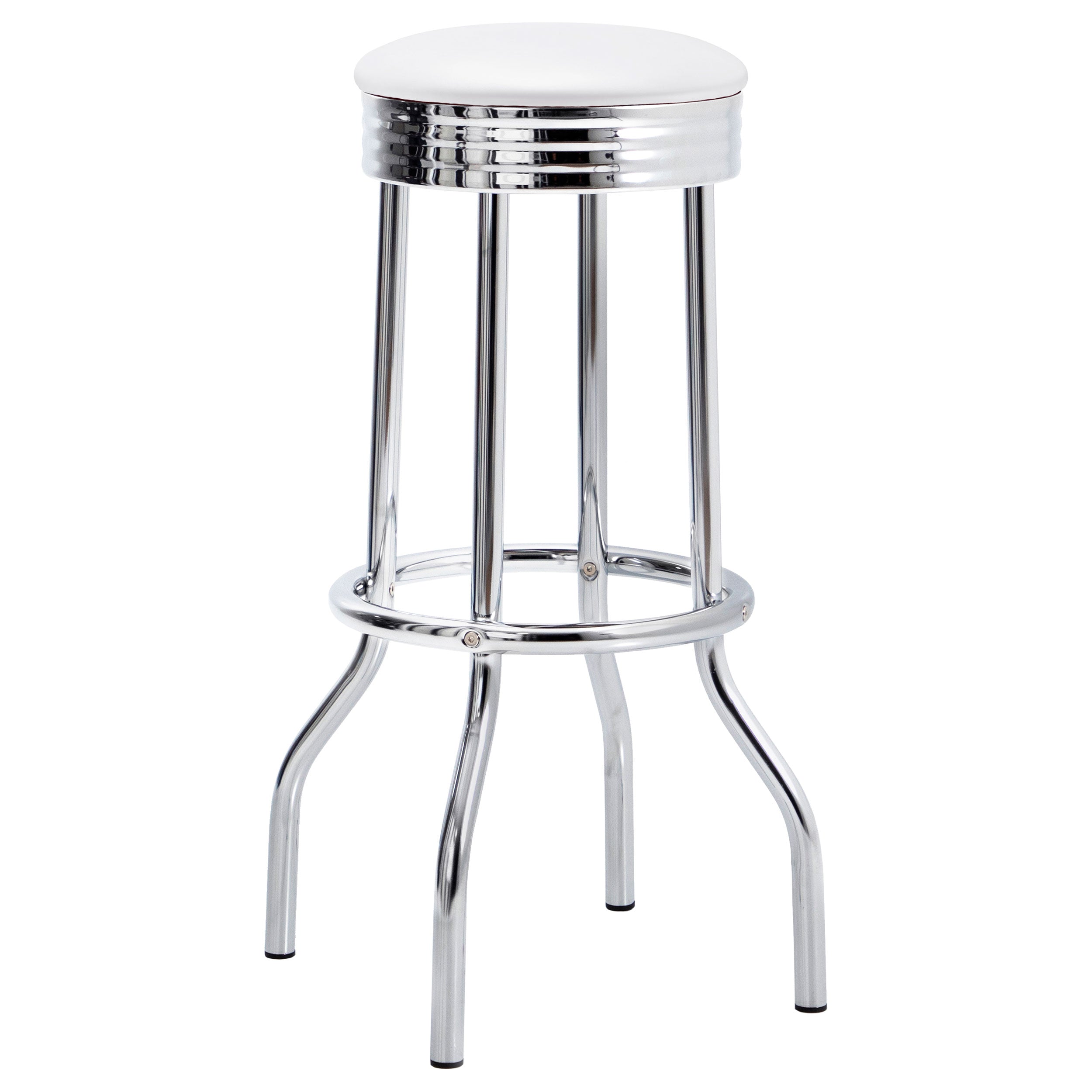 Retro Upholstered Metal Swivel Bar Stool Red (Set of 2)