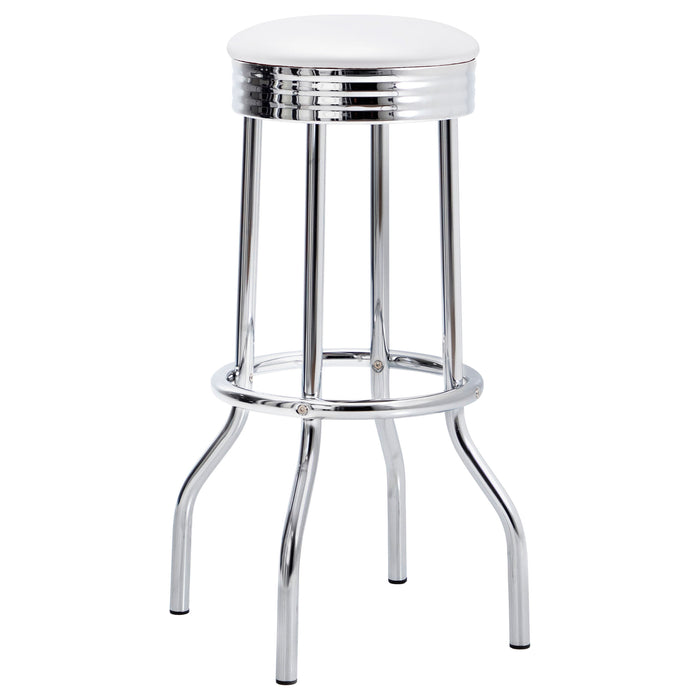 Retro Upholstered Metal Swivel Bar Stool Red (Set of 2)