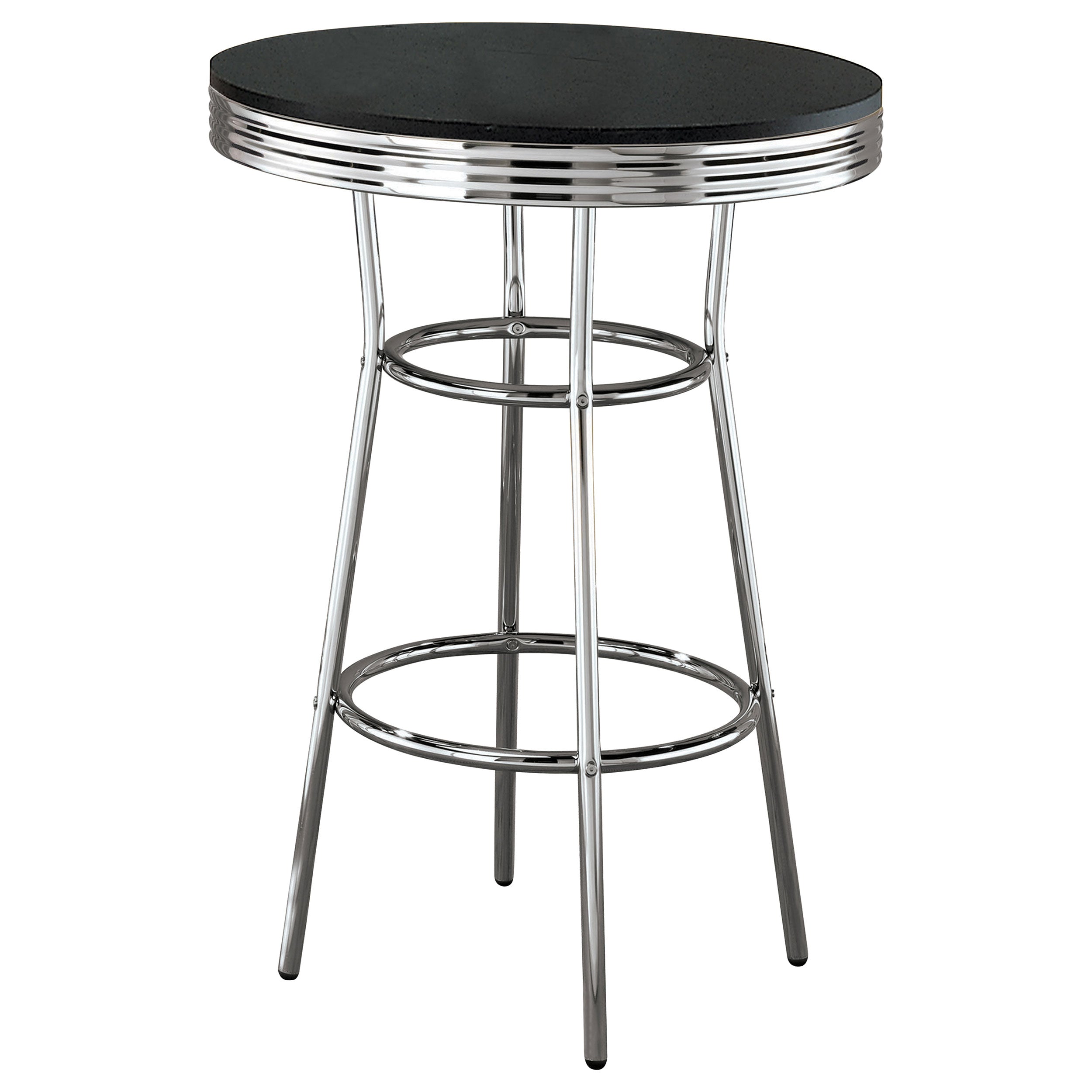 Retro  Round 1950s Bistro Pub Bar Table Set Black